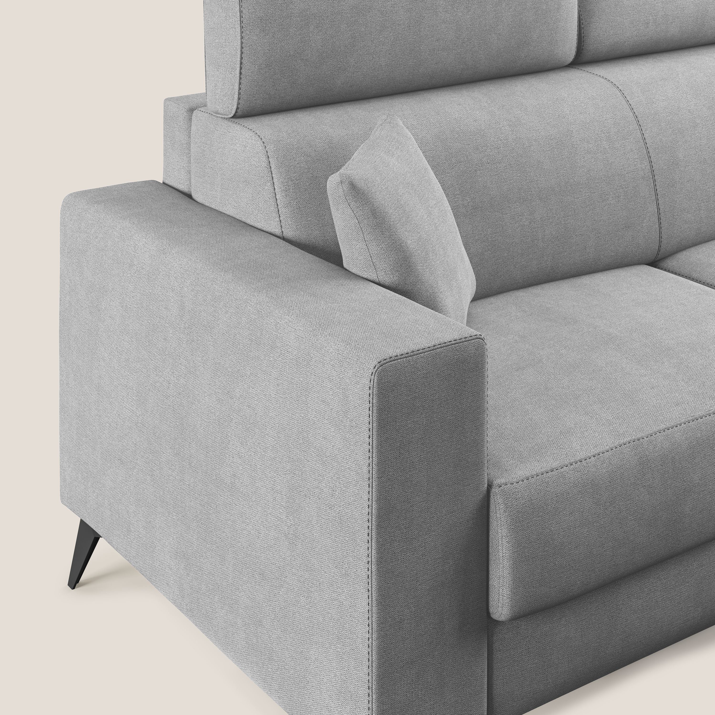 Pegaso divano letto con poggiatesta reclinabili e rivestimento T02 grigio chiaro - divani.store