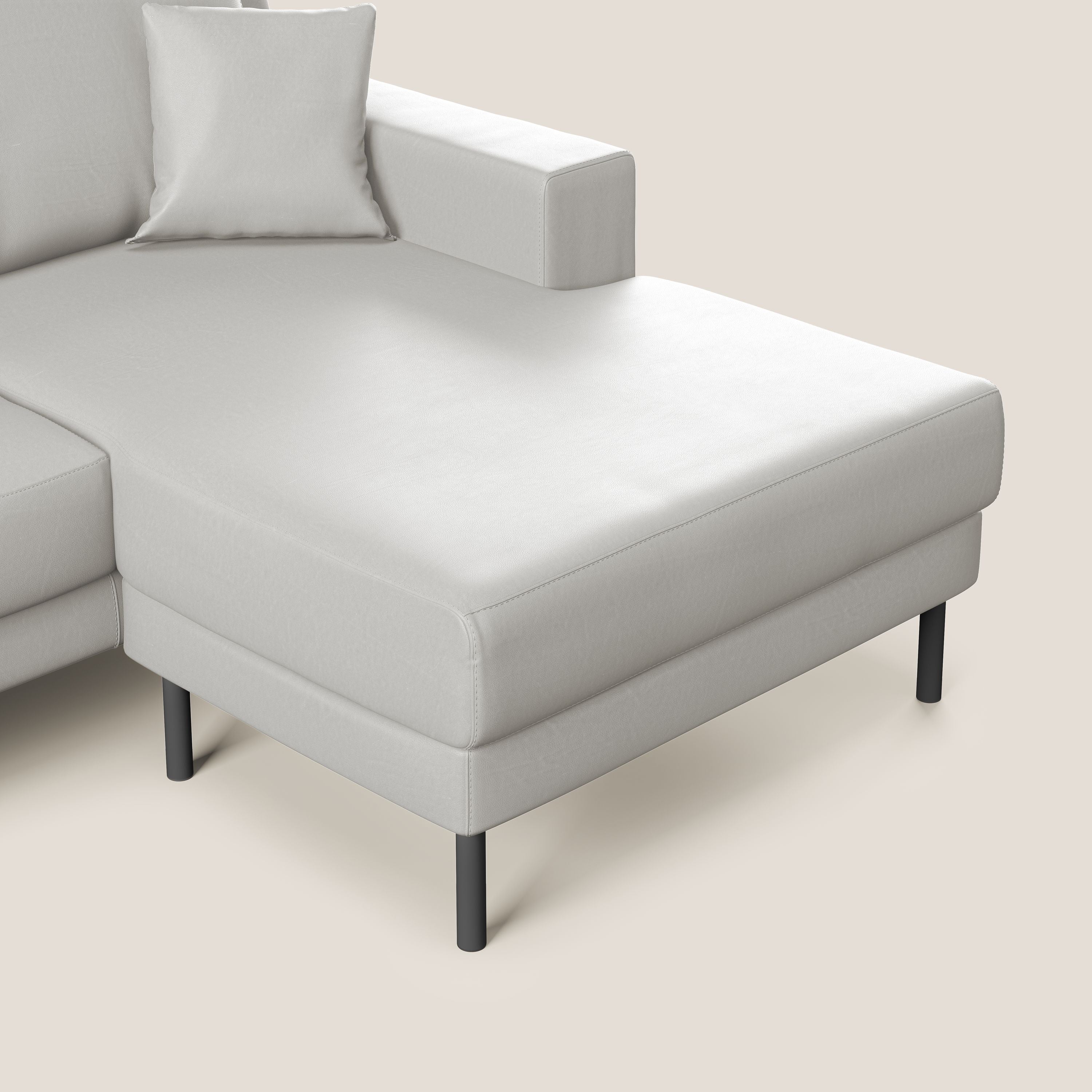 Uranio divano angolare moderno REVERSIBILE in Ecopelle impermeabile T04 grigio chiaro - divani.store