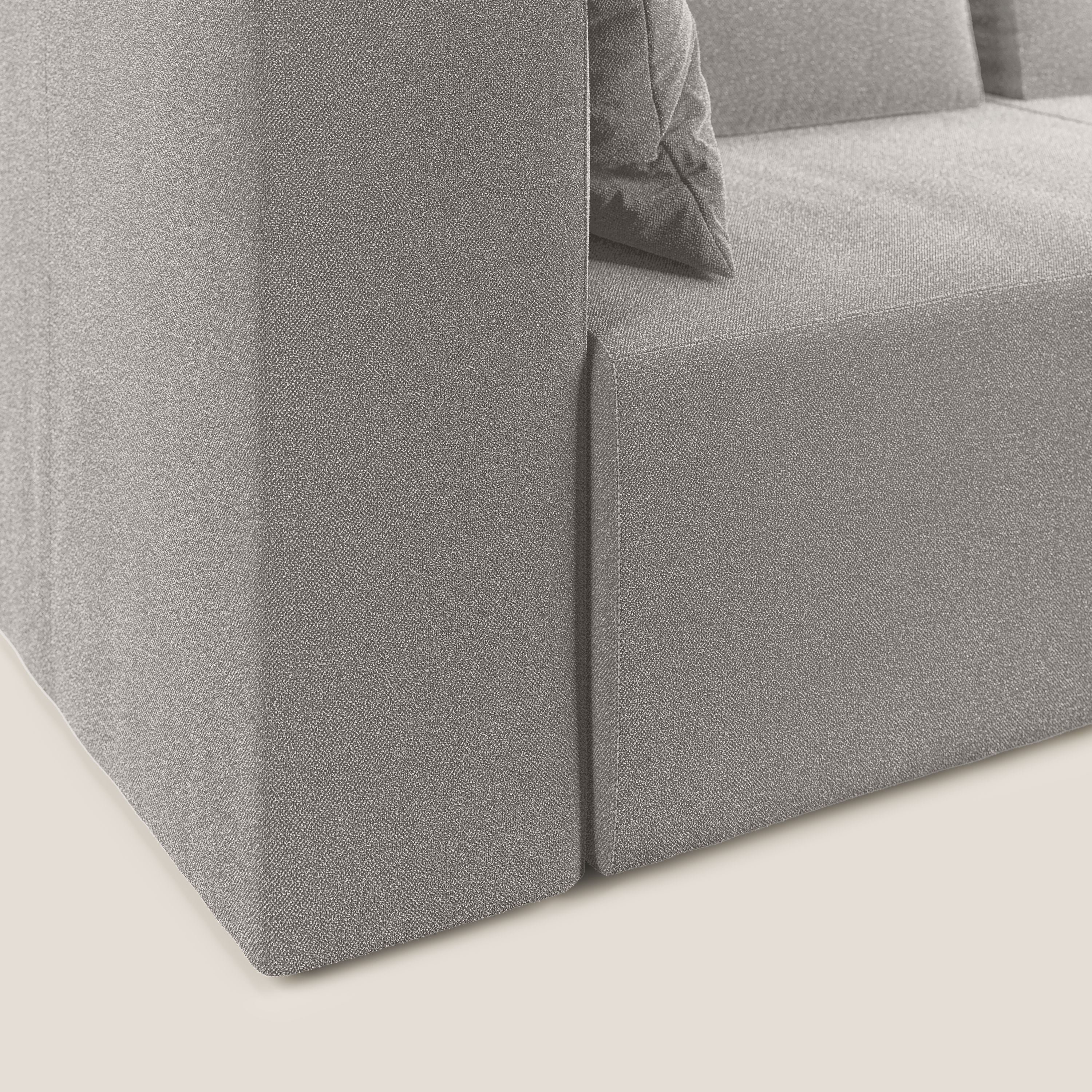 Nettuno divano angolare componibile in morbido tessuto bouclè T07 grigio - divani.store