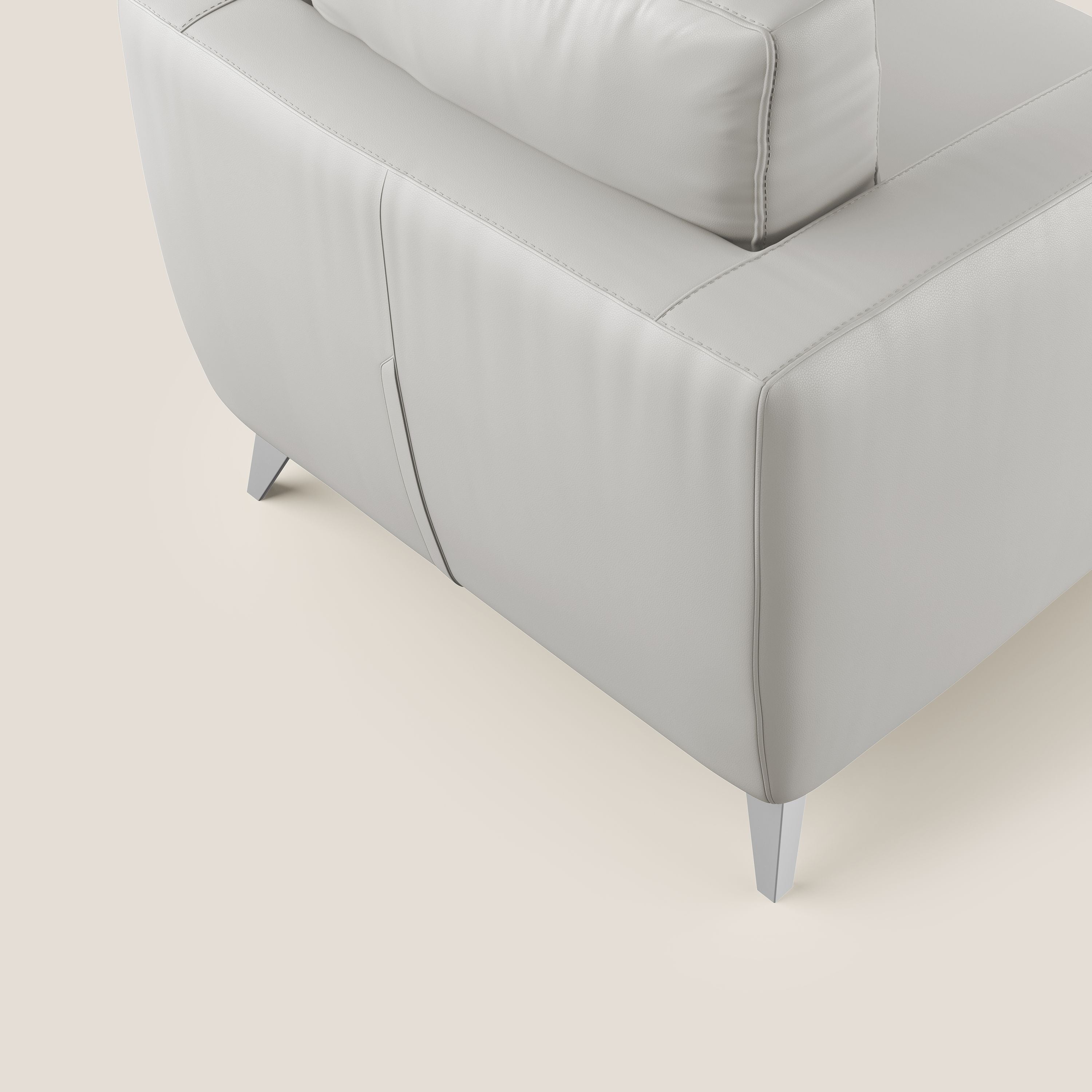 Orione Poltroncina in ecopelle moderna e impermeabile T04 grigio chiaro - divani.store