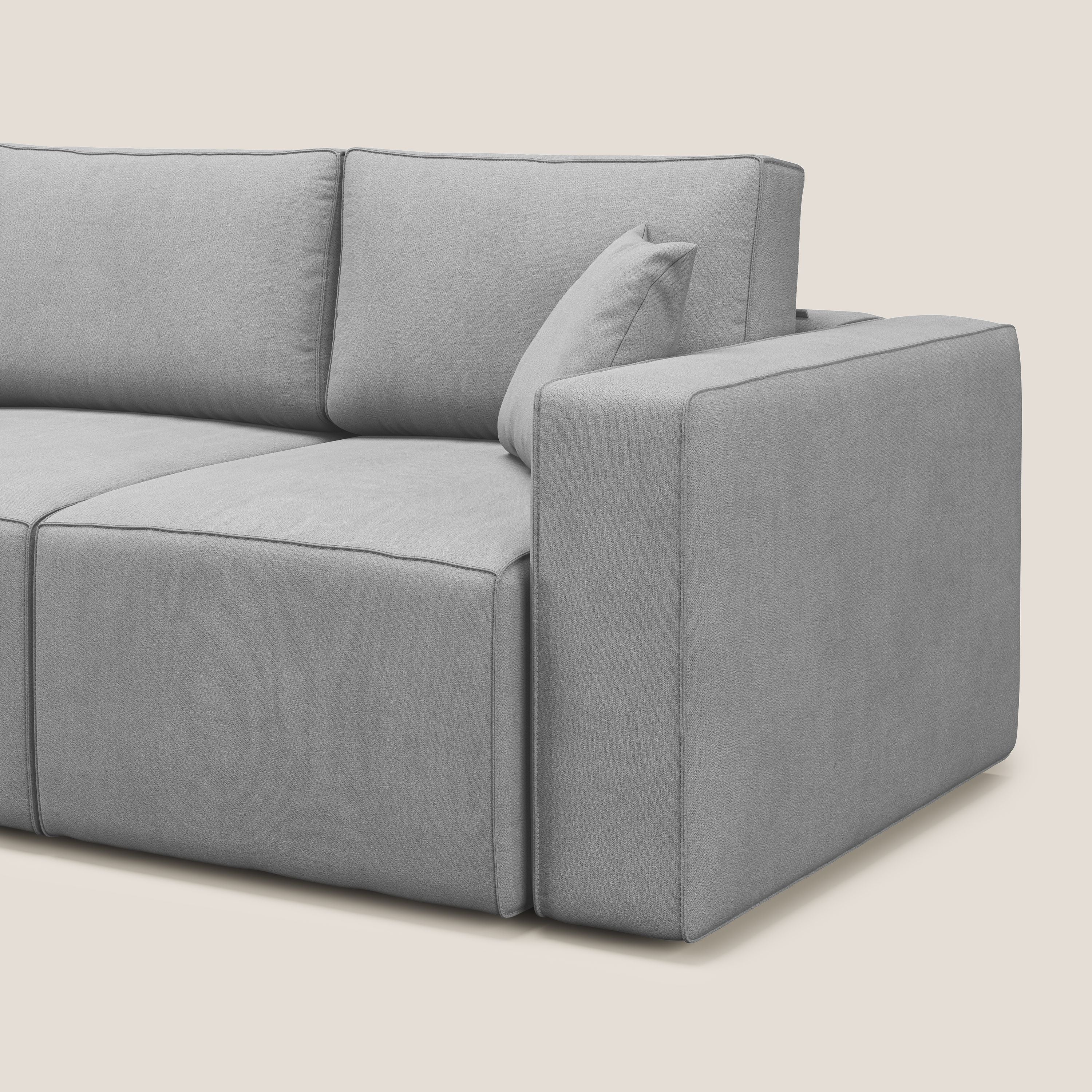 Morfeo divano con 3 sedute estraibili in morbido tessuto impermeabile T02 grigio chiaro - divani.store