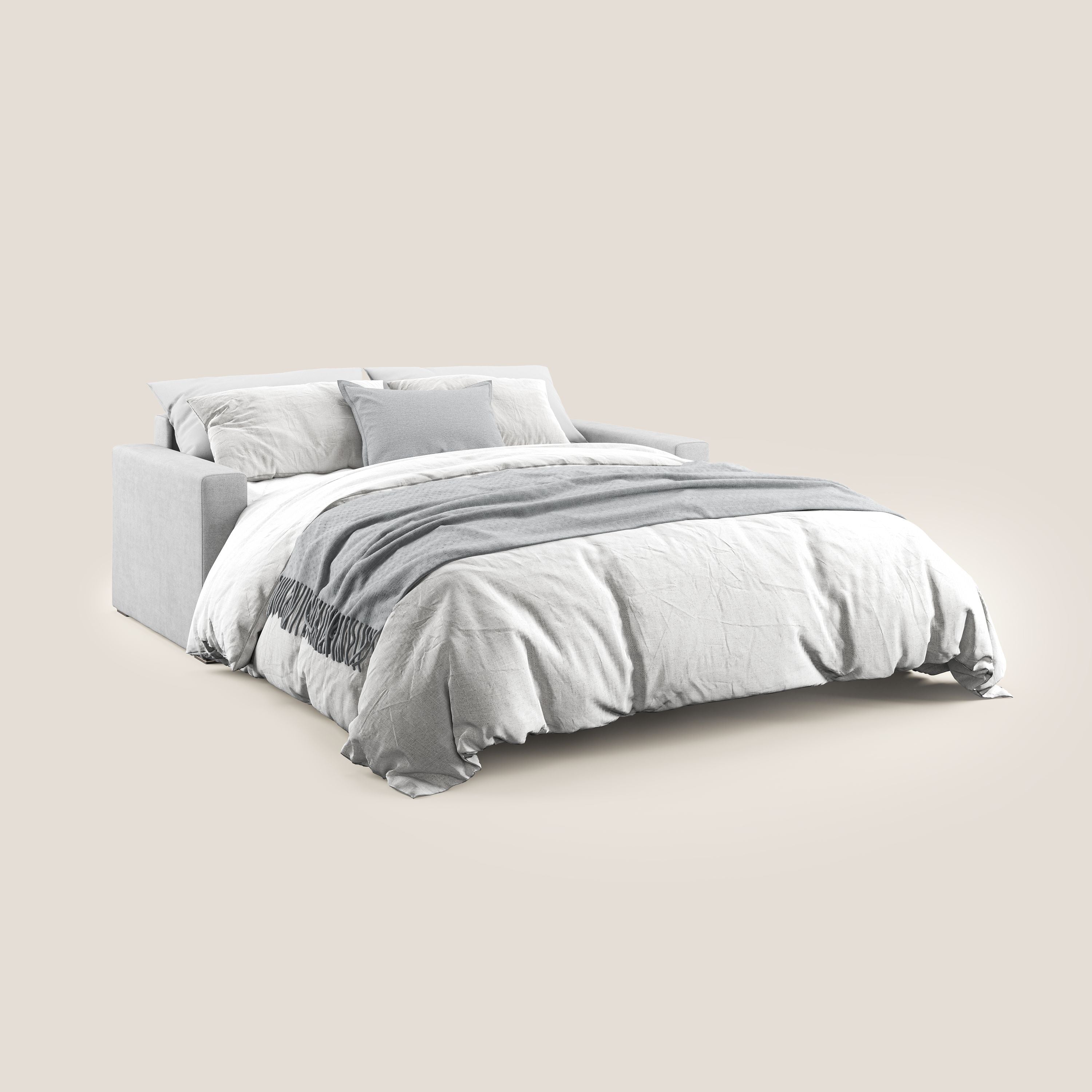 Best Divano letto matrimoniale in tessuto impermeabile T02 grigio chiaro - divani.store