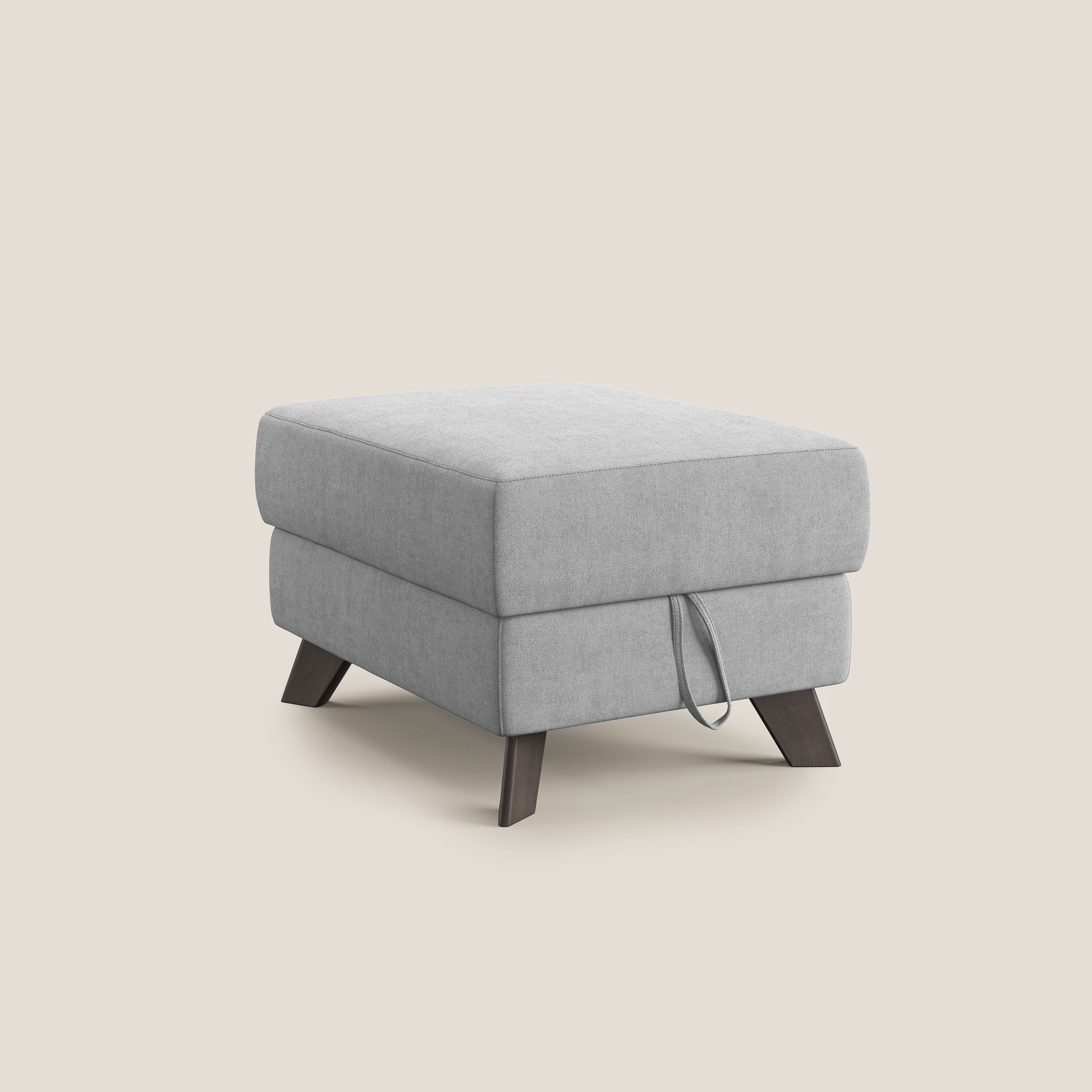 Moon Pouf contenitore e piedini alti in tessuto morbido impermeabile T02 grigio chiaro - divani.store