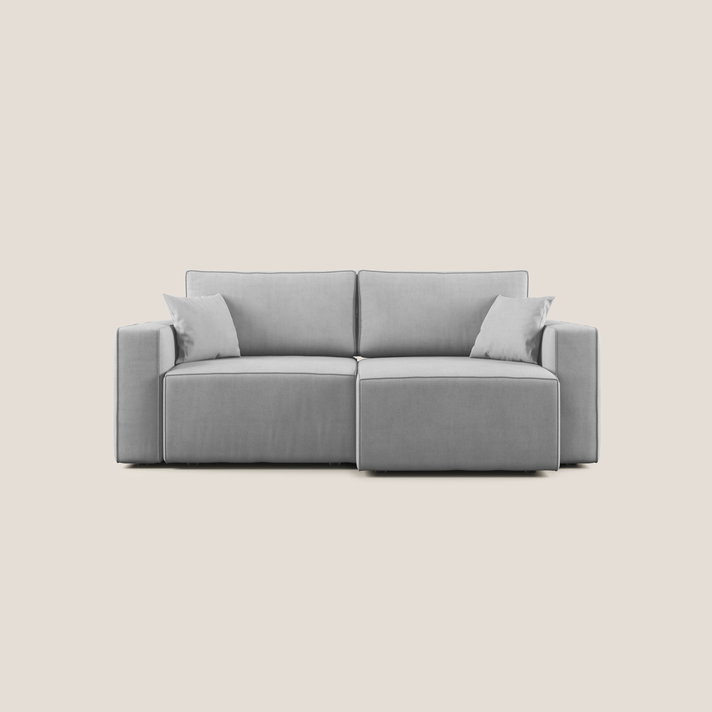 Morfeo divano con sedute estraibili in morbido tessuto impermeabile T02 grigio chiaro - divani.store