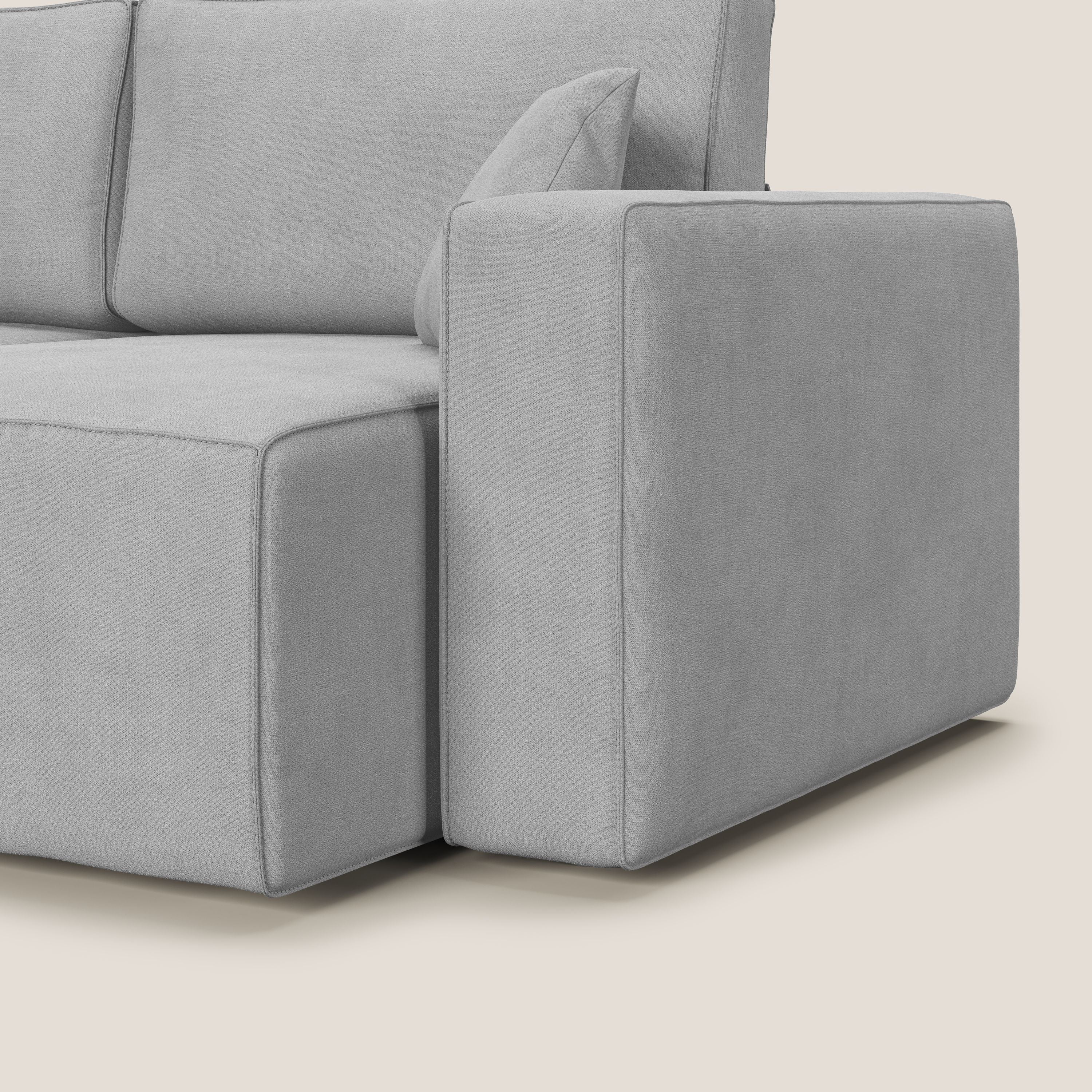 Morfeo divano con sedute estraibili in morbido tessuto impermeabile T02 grigio chiaro - divani.store