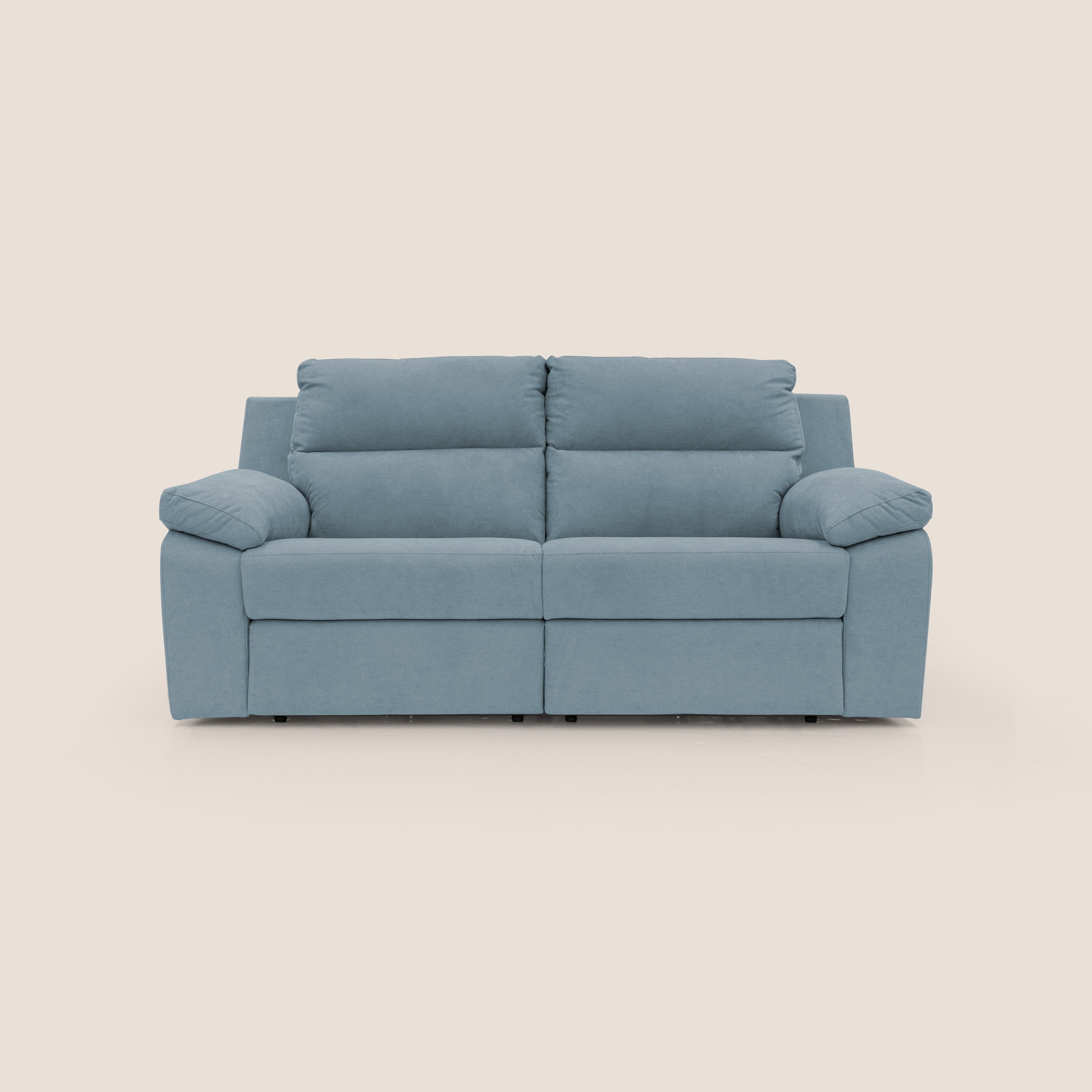 Romeo Divano relax con recliner elettrico in morbido tessuto impermeabile T02 carta da zucchero - divani.store