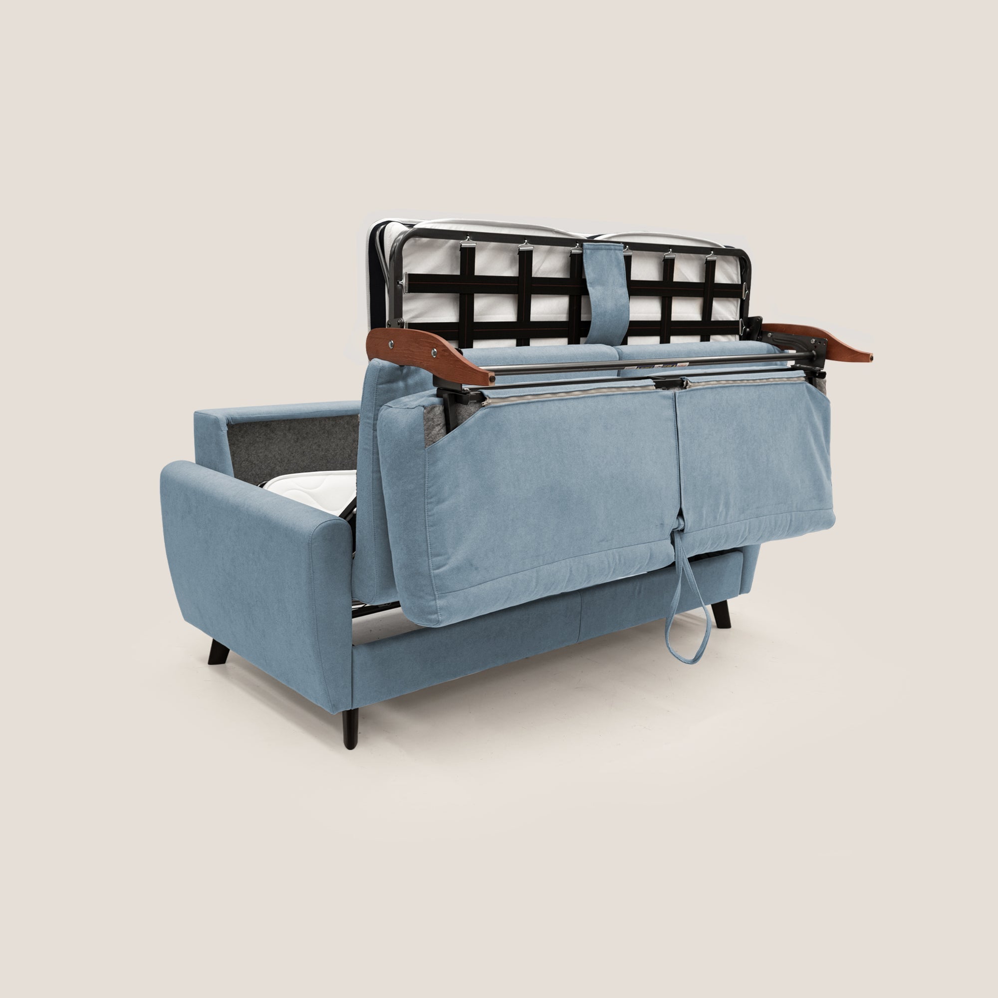 Callisto Divano letto matrimoniale in tessuto morbido impermeabile T02 carta da zucchero - divani.store