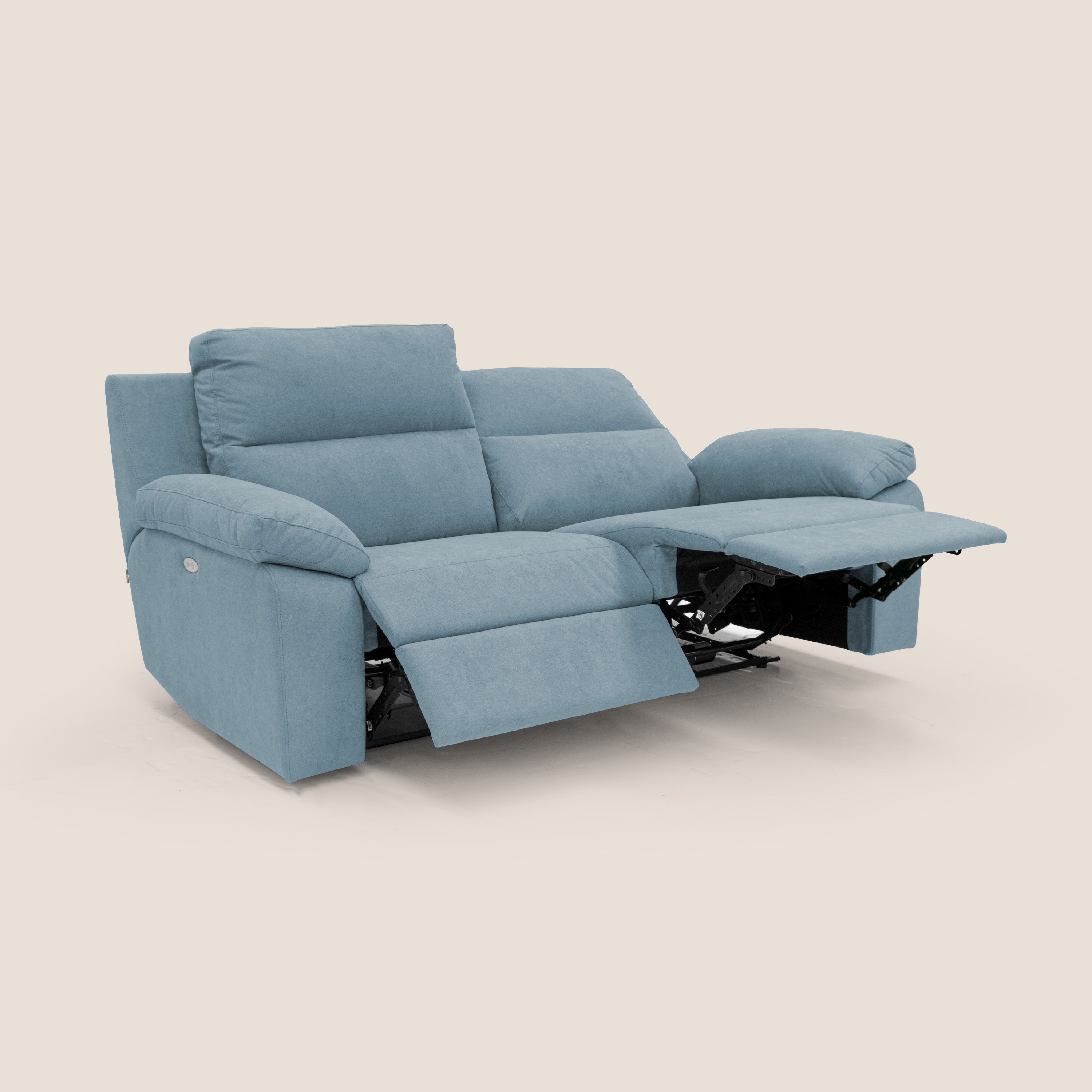 Romeo Divano relax con recliner elettrico in morbido tessuto impermeabile T02 carta da zucchero - divani.store
