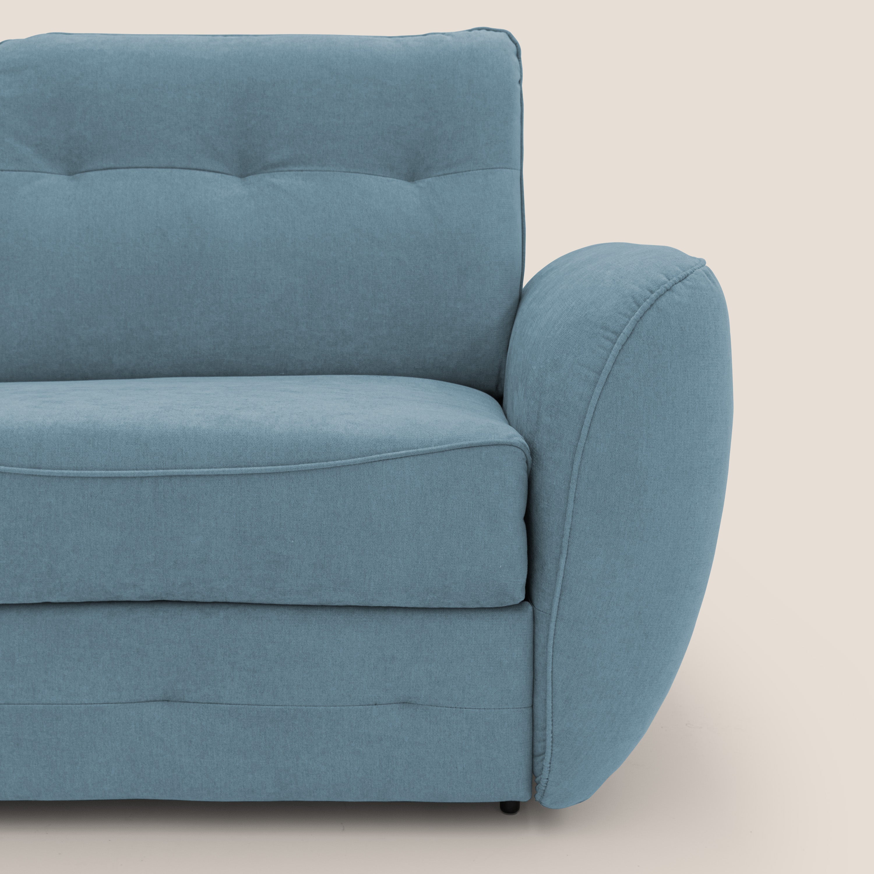 Zeus divano letto angolare con materasso H18 cm pouf mobile in tessuto impermeabile T02 - divani.store