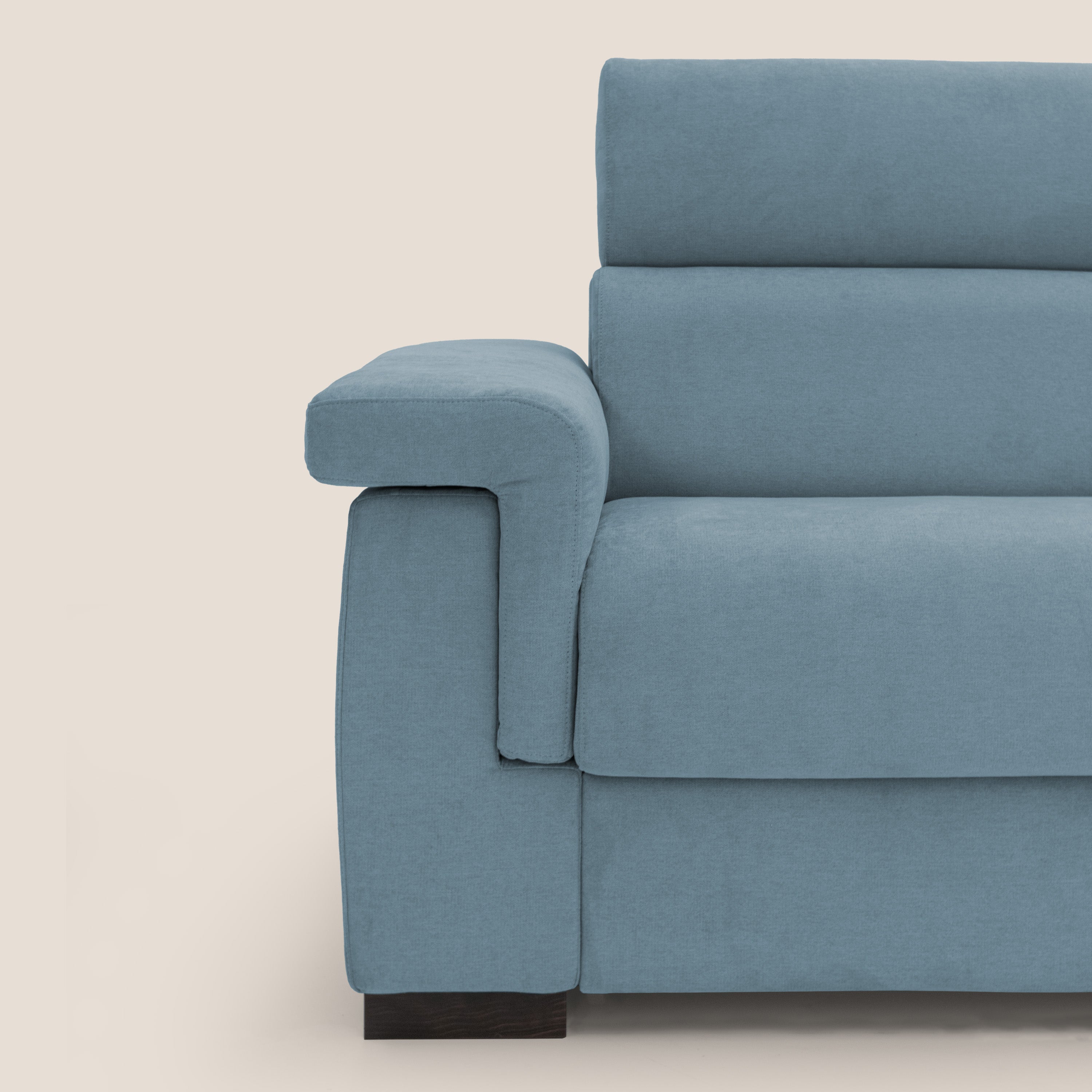 Bjorn divano letto sfoderabile con materasso H18 cm e poggiatesta reclinabili in tessuto impermeabile T02 carta da zucchero - divani.store