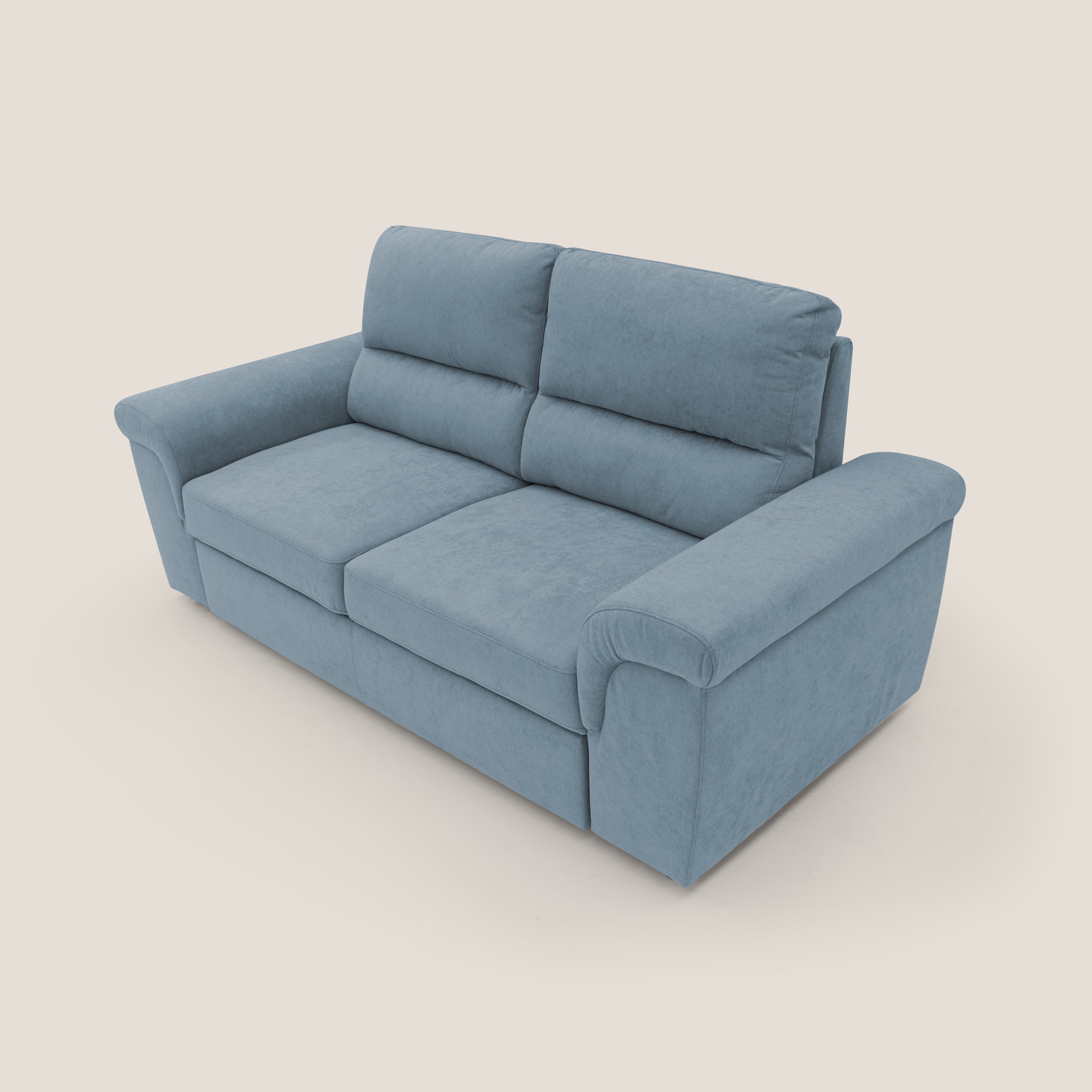 Minerva divano con pouf estraibile poggiapiedi in tessuto morbido impermeabile T02 carta da zucchero - divani.store