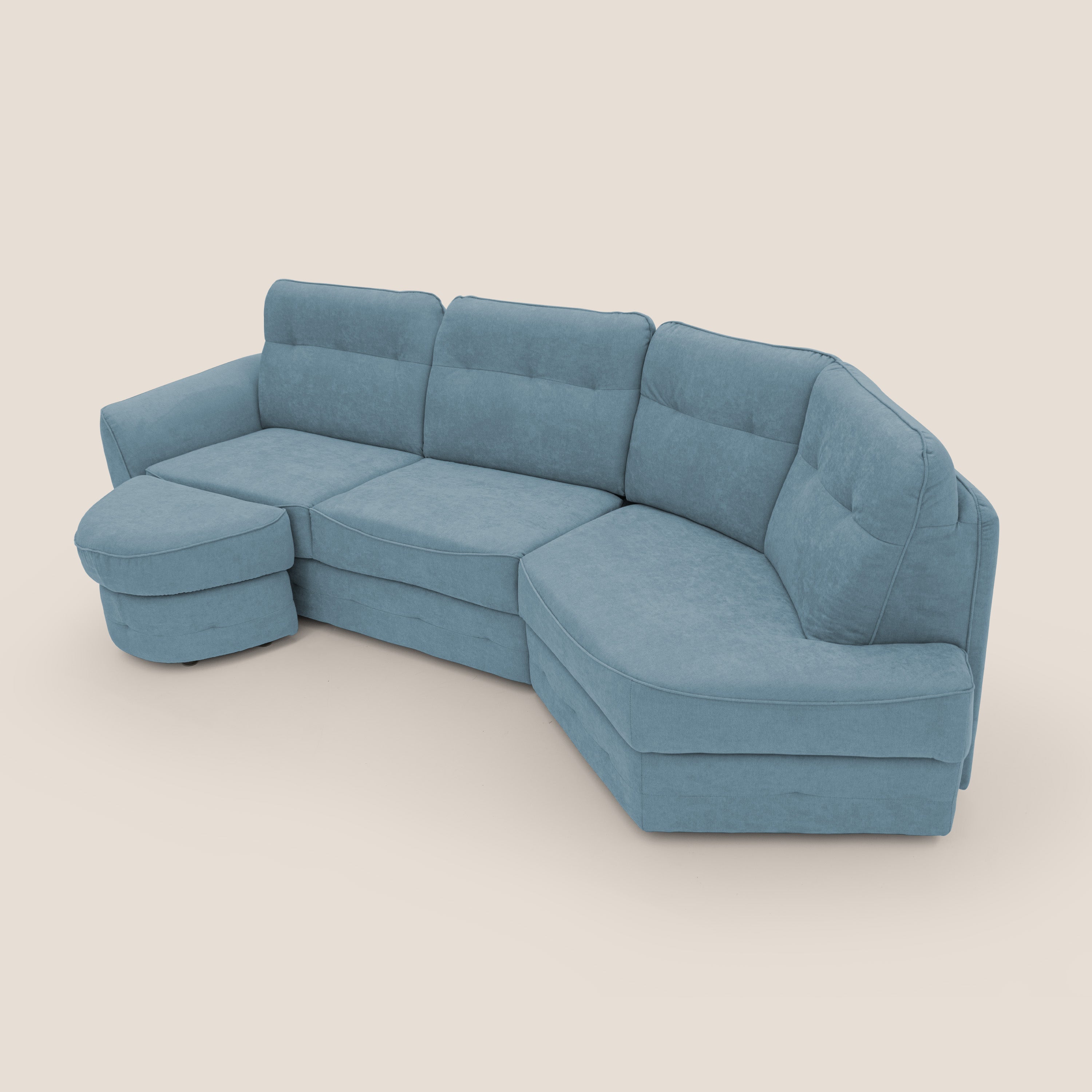 Zeus divano letto angolare con materasso H18 cm pouf mobile in tessuto impermeabile T02 - divani.store
