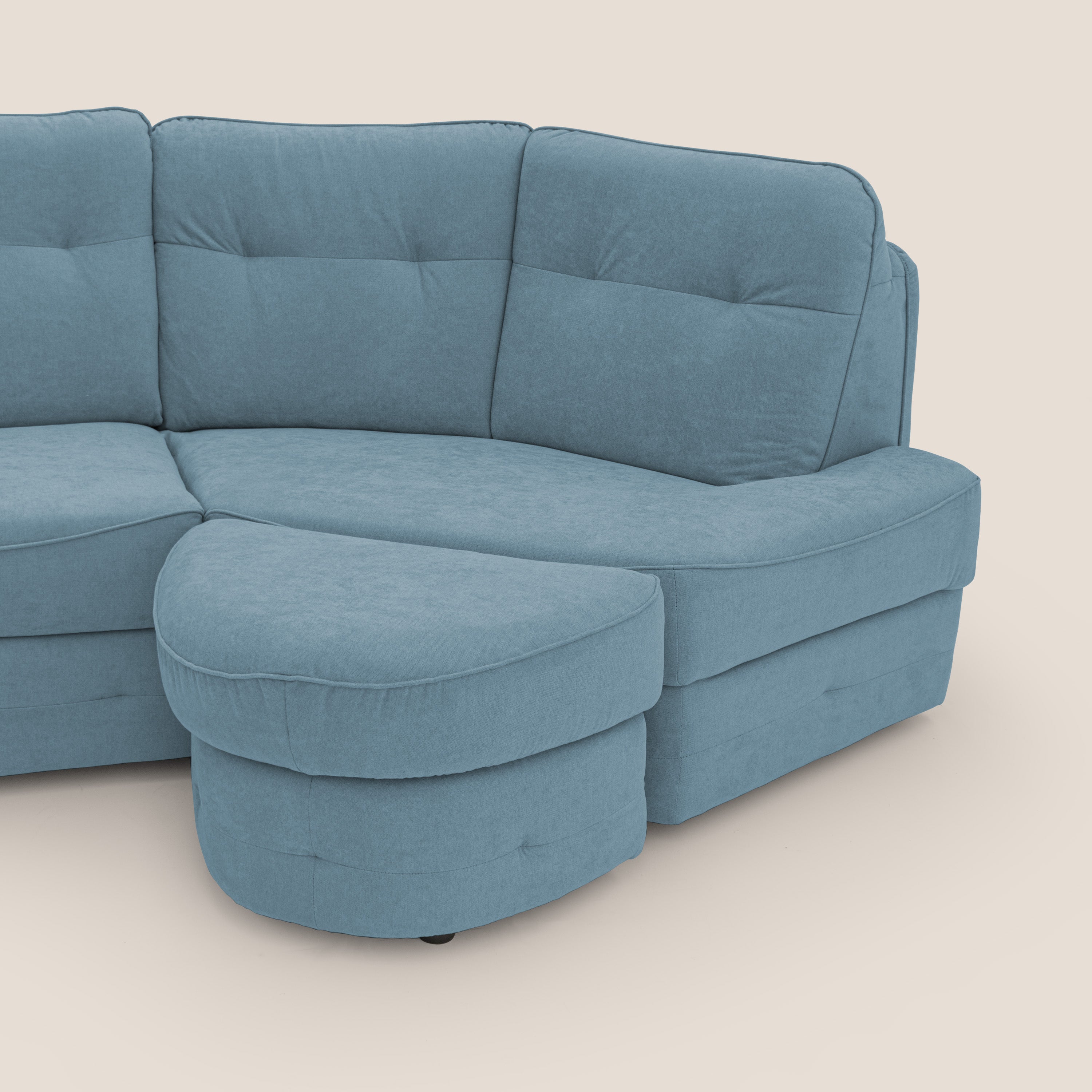 Zeus divano letto angolare con materasso H18 cm pouf mobile in tessuto impermeabile T02 - divani.store