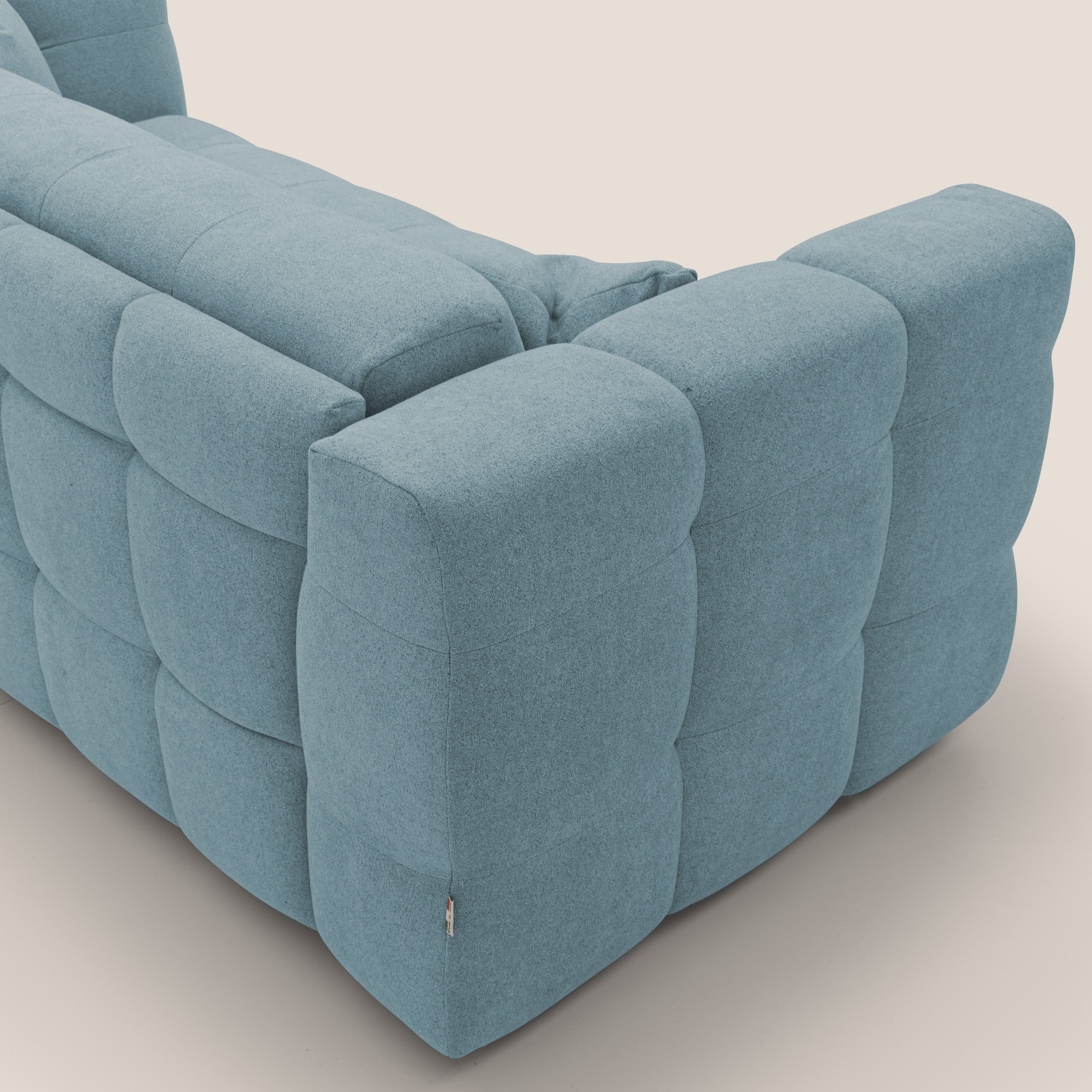 Tender Divano letto matrimoniale dal design innovativo in tessuto bouclet impermeabile T07 carta da zucchero - divani.store