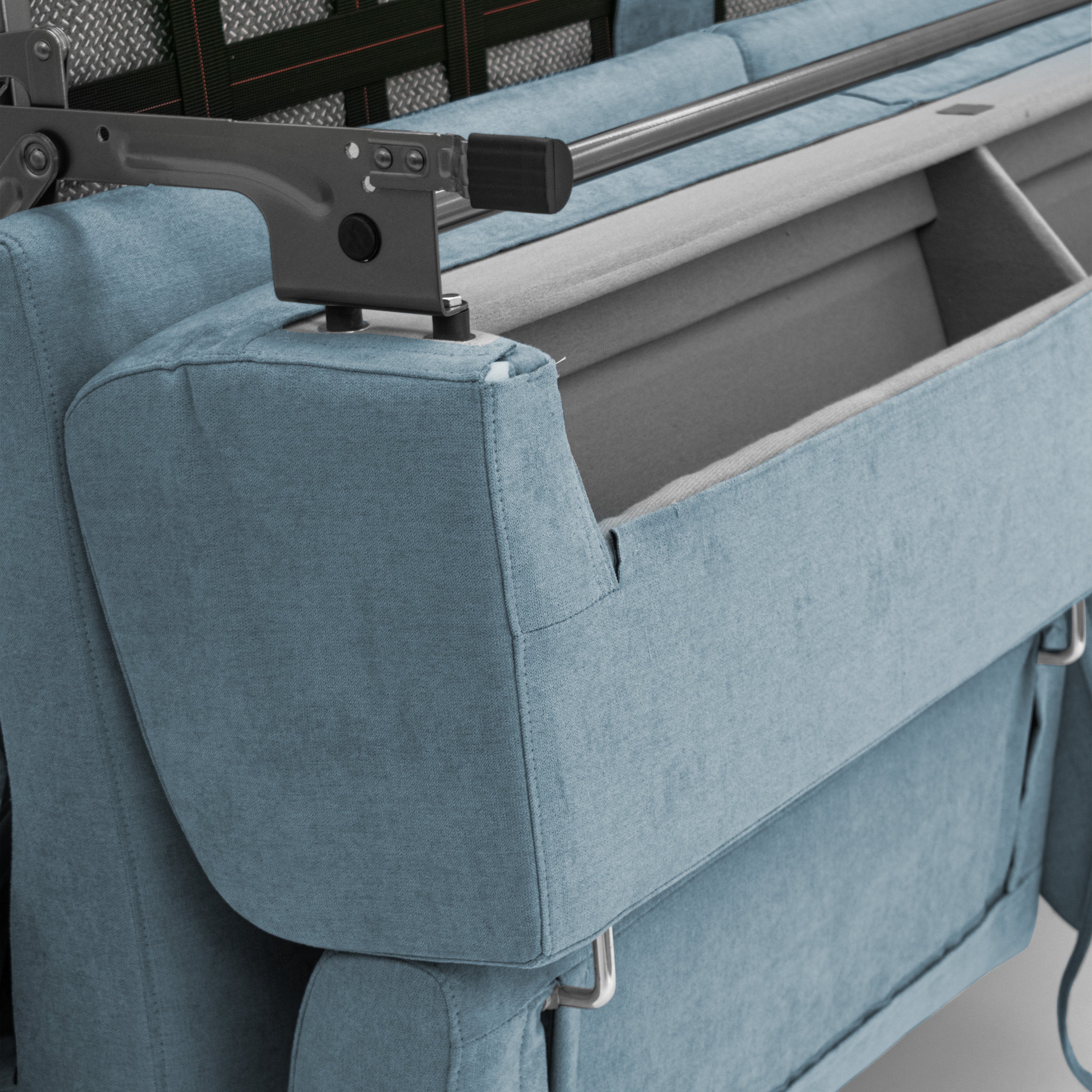 Bjorn divano letto sfoderabile con materasso H18 cm e poggiatesta reclinabili in tessuto impermeabile T02 carta da zucchero - divani.store