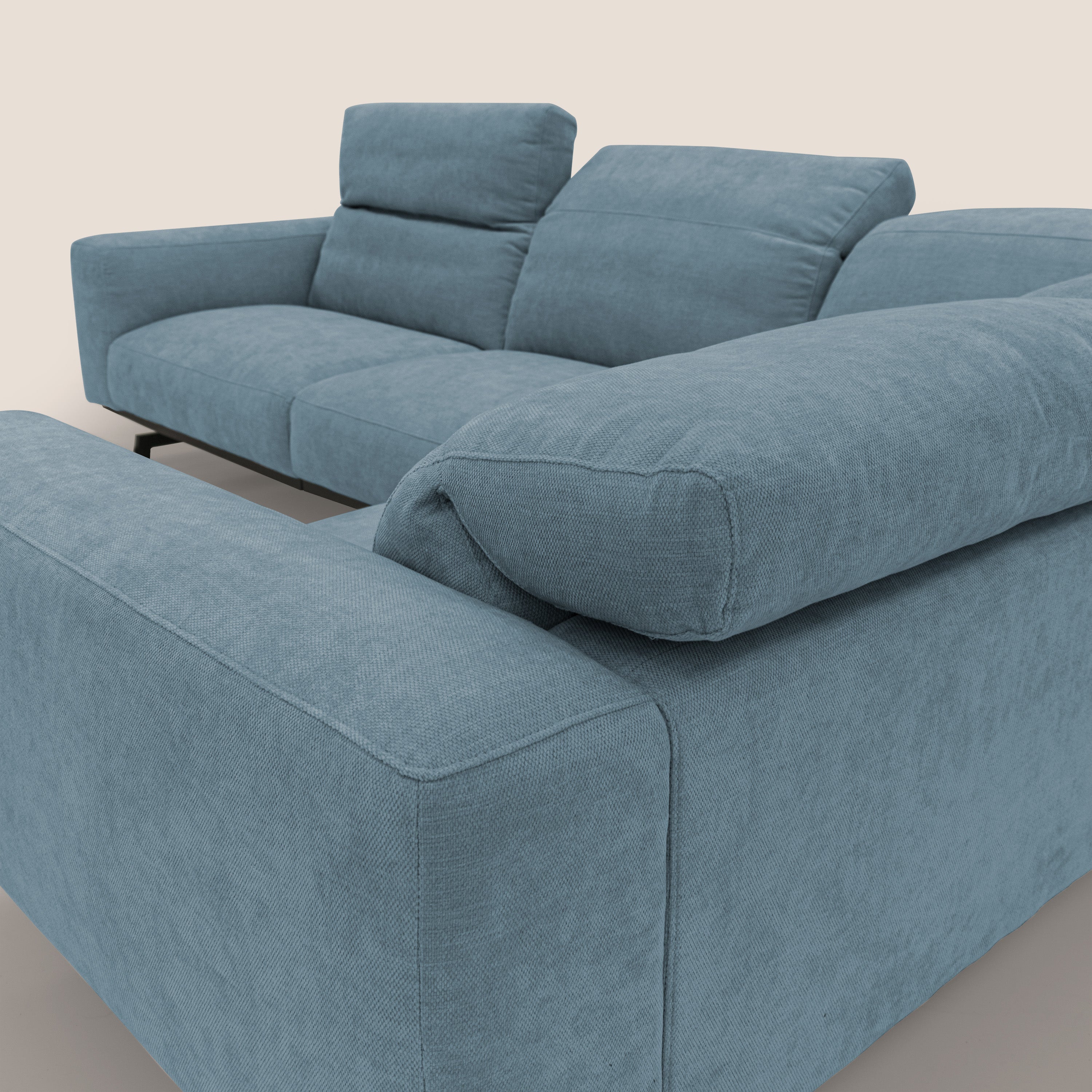 Sakura wendbares, modulares Ecksofa aus weichem, wasserfestem geflammtem Stoff T14 puderzucker