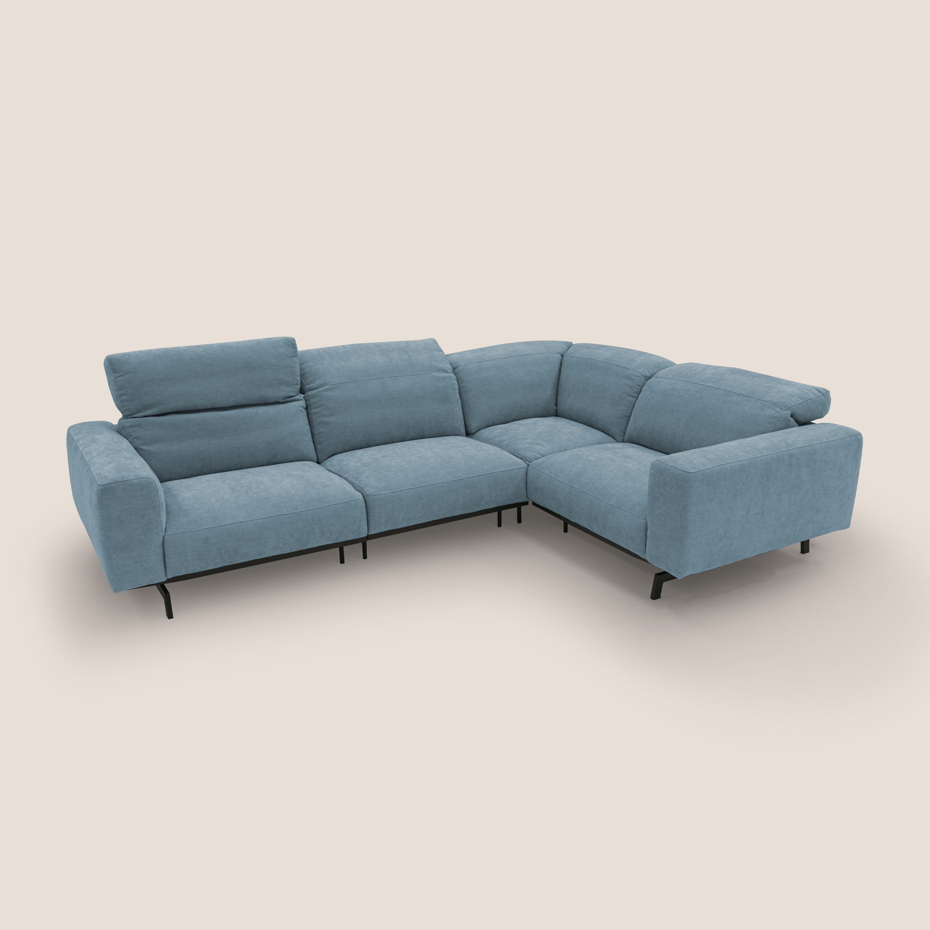 Sakura wendbares, modulares Ecksofa aus weichem, wasserfestem geflammtem Stoff T14 puderzucker