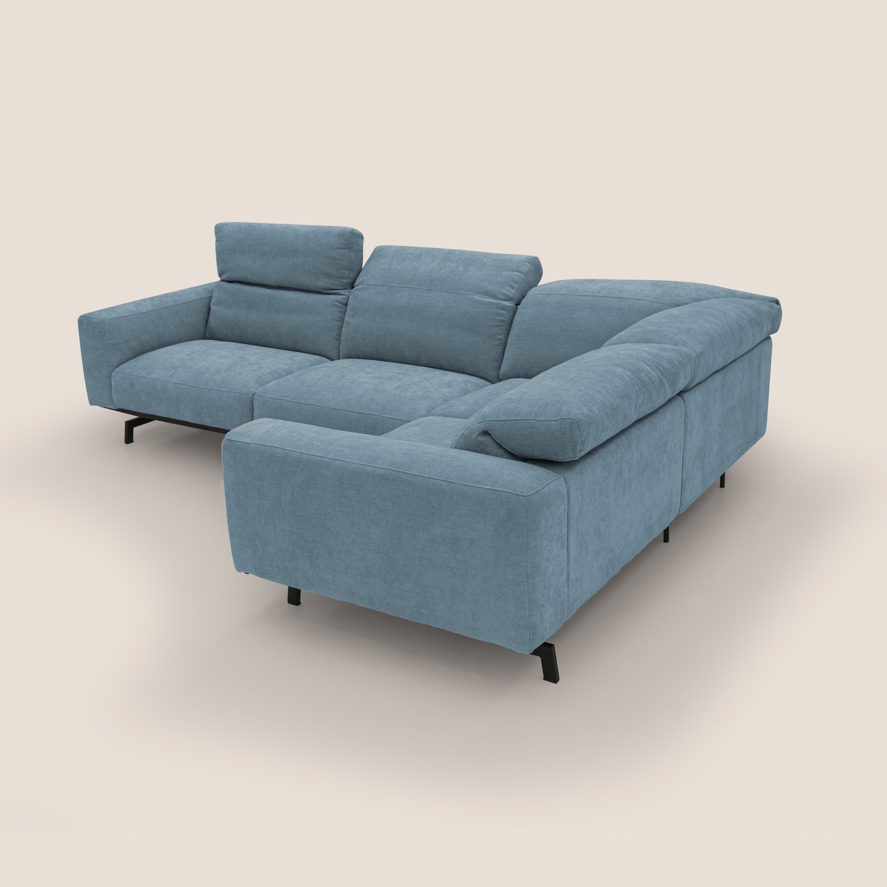 Sakura wendbares, modulares Ecksofa aus weichem, wasserfestem geflammtem Stoff T14 puderzucker