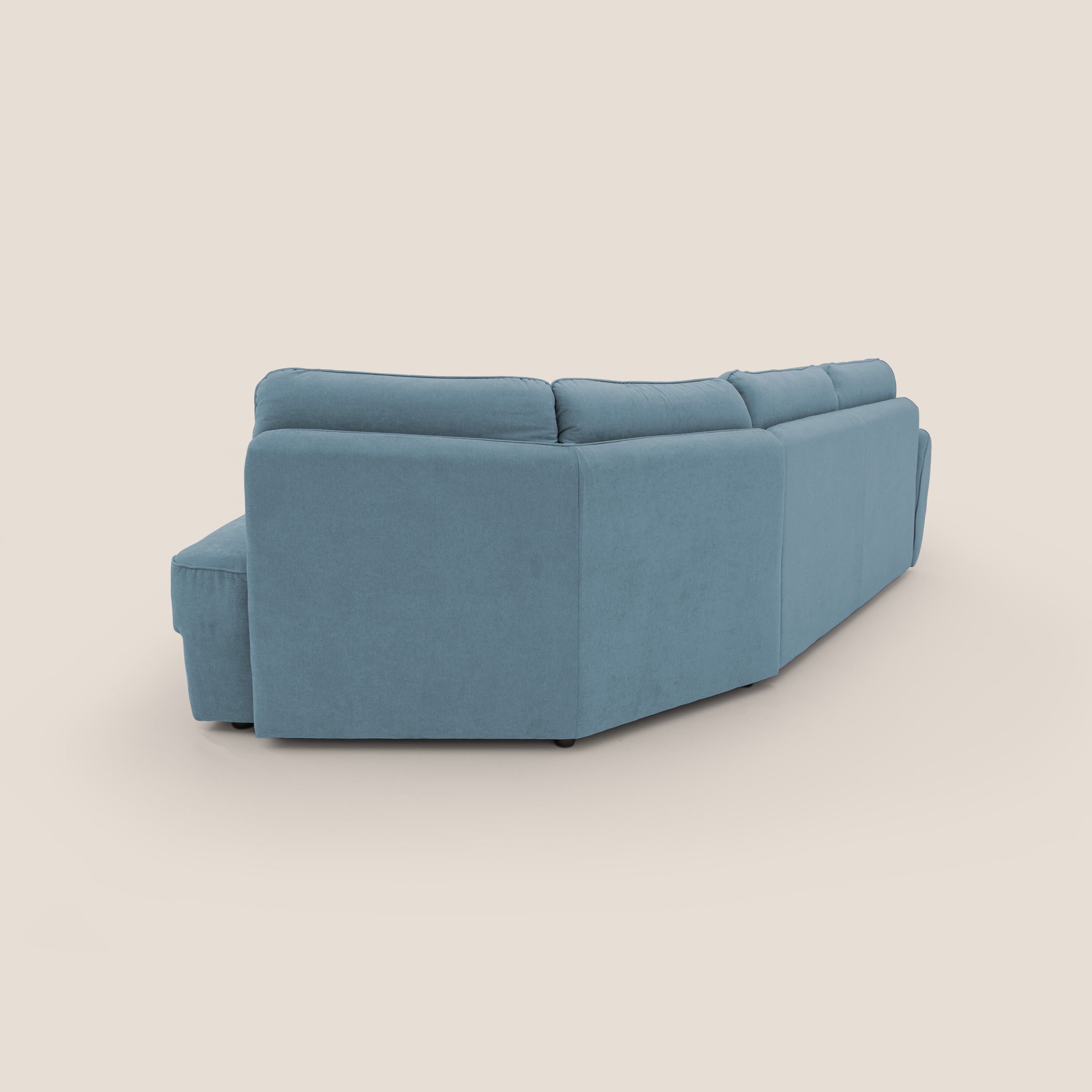Zeus divano letto angolare con materasso H18 cm pouf mobile in tessuto impermeabile T02 - divani.store