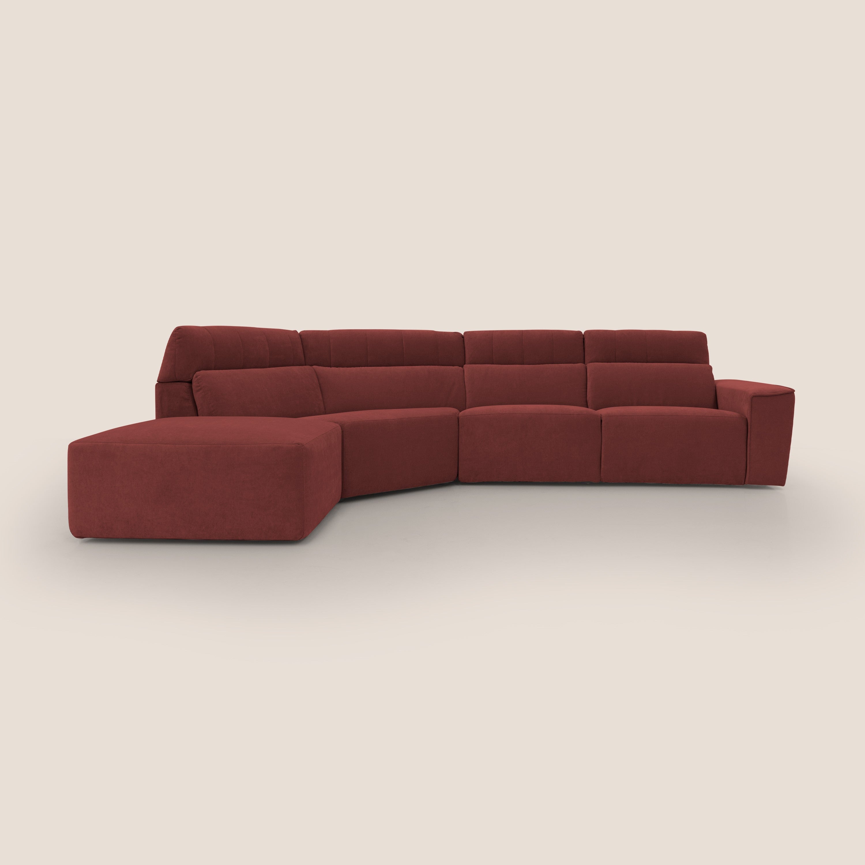 Clark Divano angolare con opzione relax elettrico in tessuto smacchiabile impermeabile T17 rosso - divani.store
