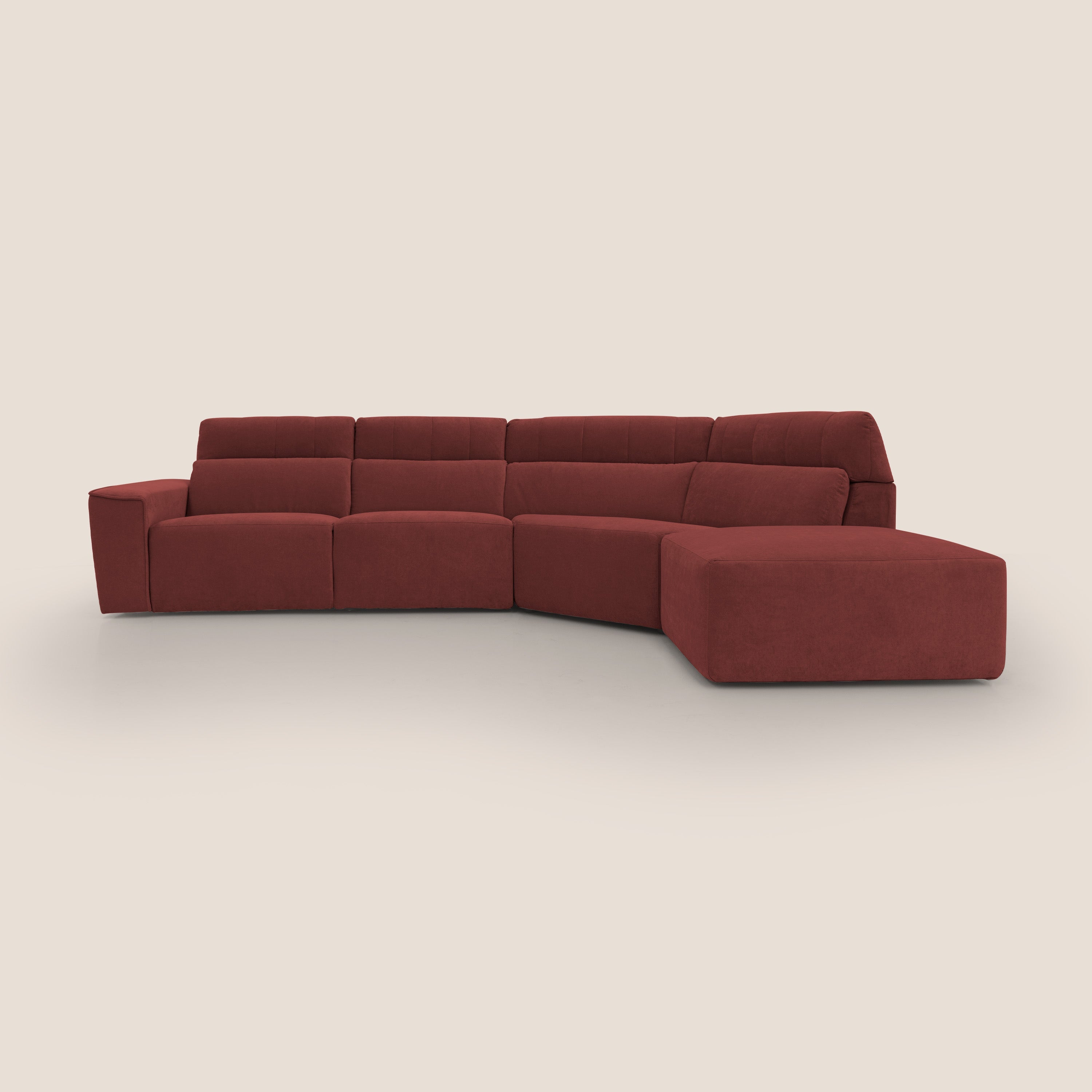 Clark Divano angolare con opzione relax elettrico in tessuto smacchiabile impermeabile T17 rosso - divani.store