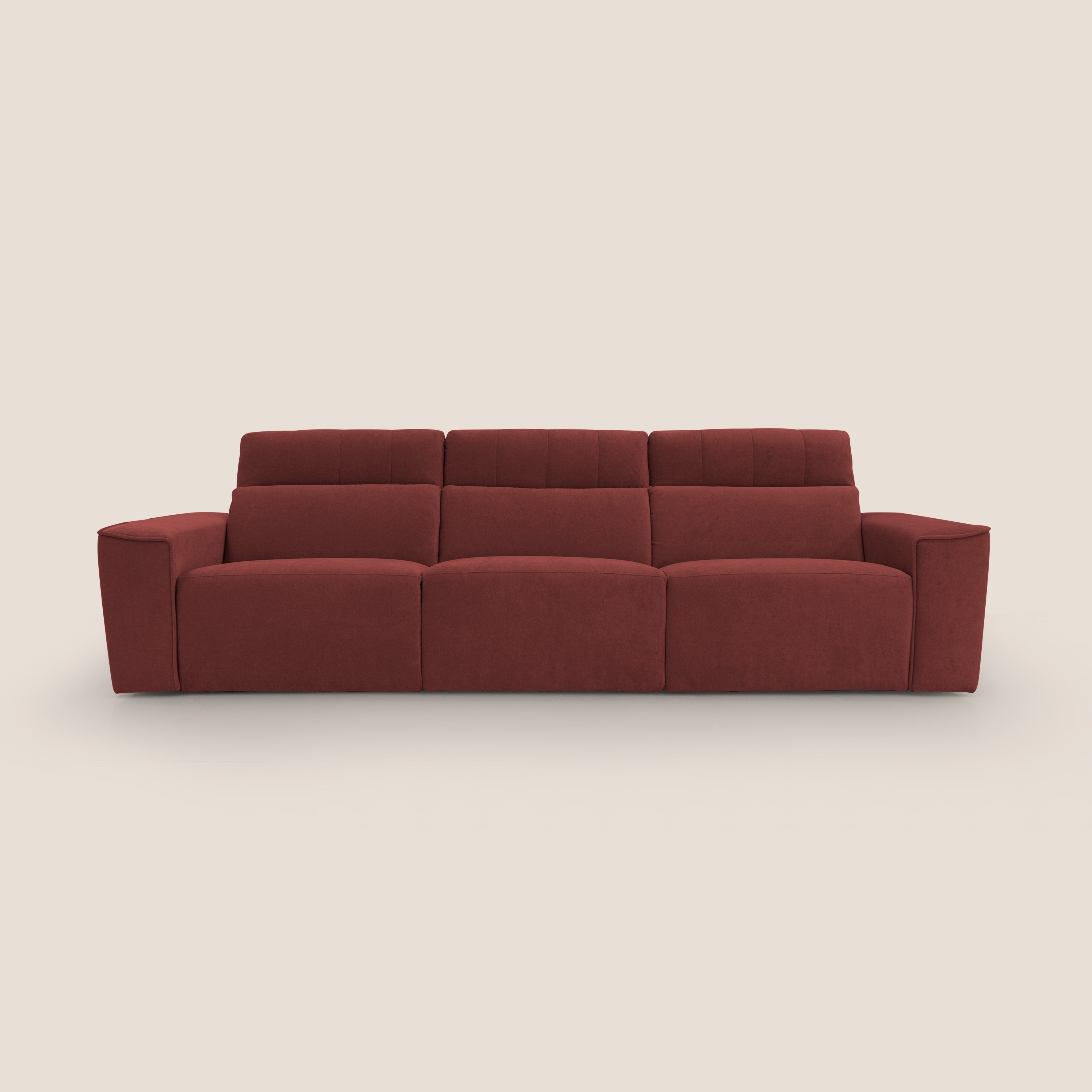 Clark Divano modulare 3 sedute con opzione relax elettrico in tessuto smacchiabile impermeabile T17 rosso - divani.store