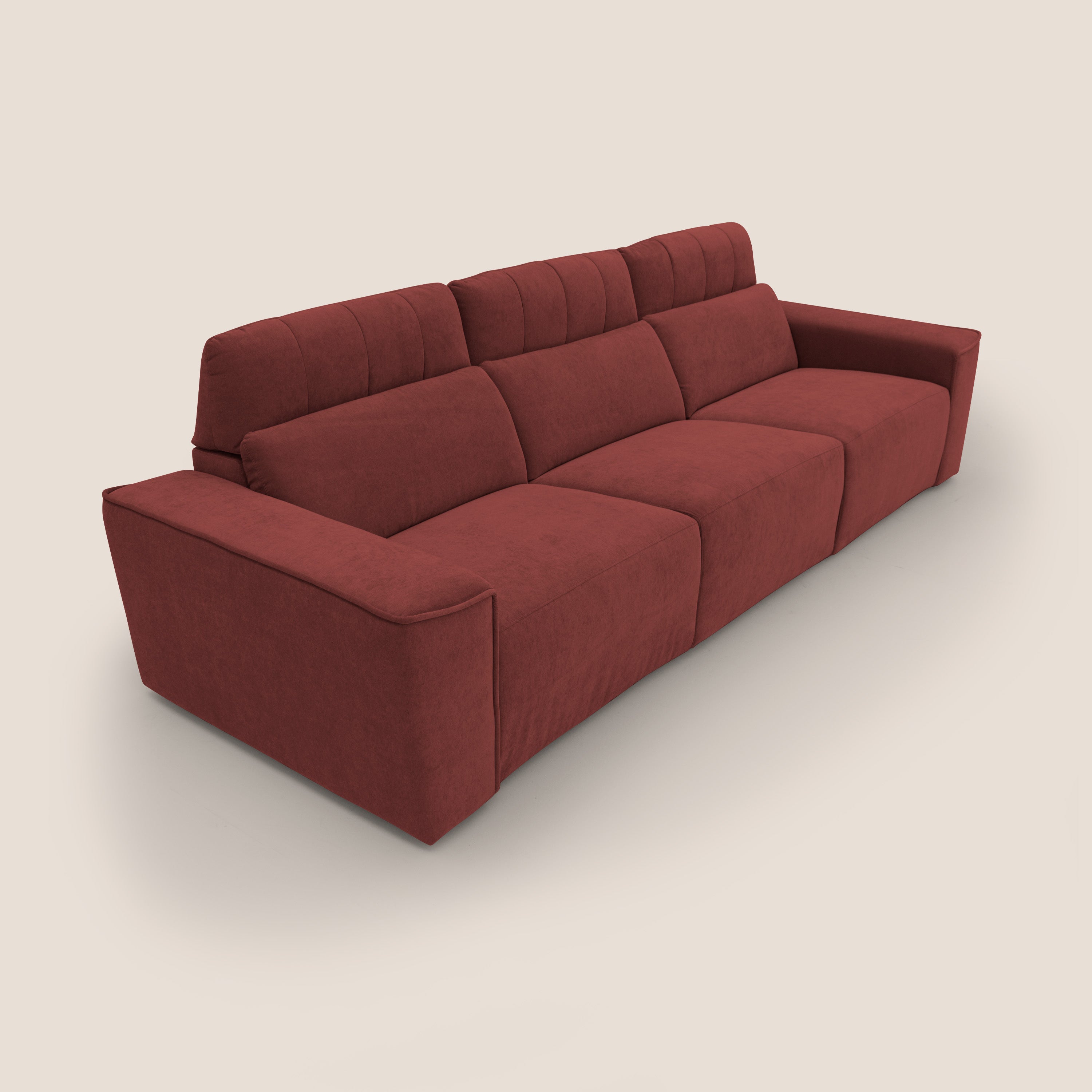 Clark Divano modulare 3 sedute con opzione relax elettrico in tessuto smacchiabile impermeabile T17 rosso - divani.store