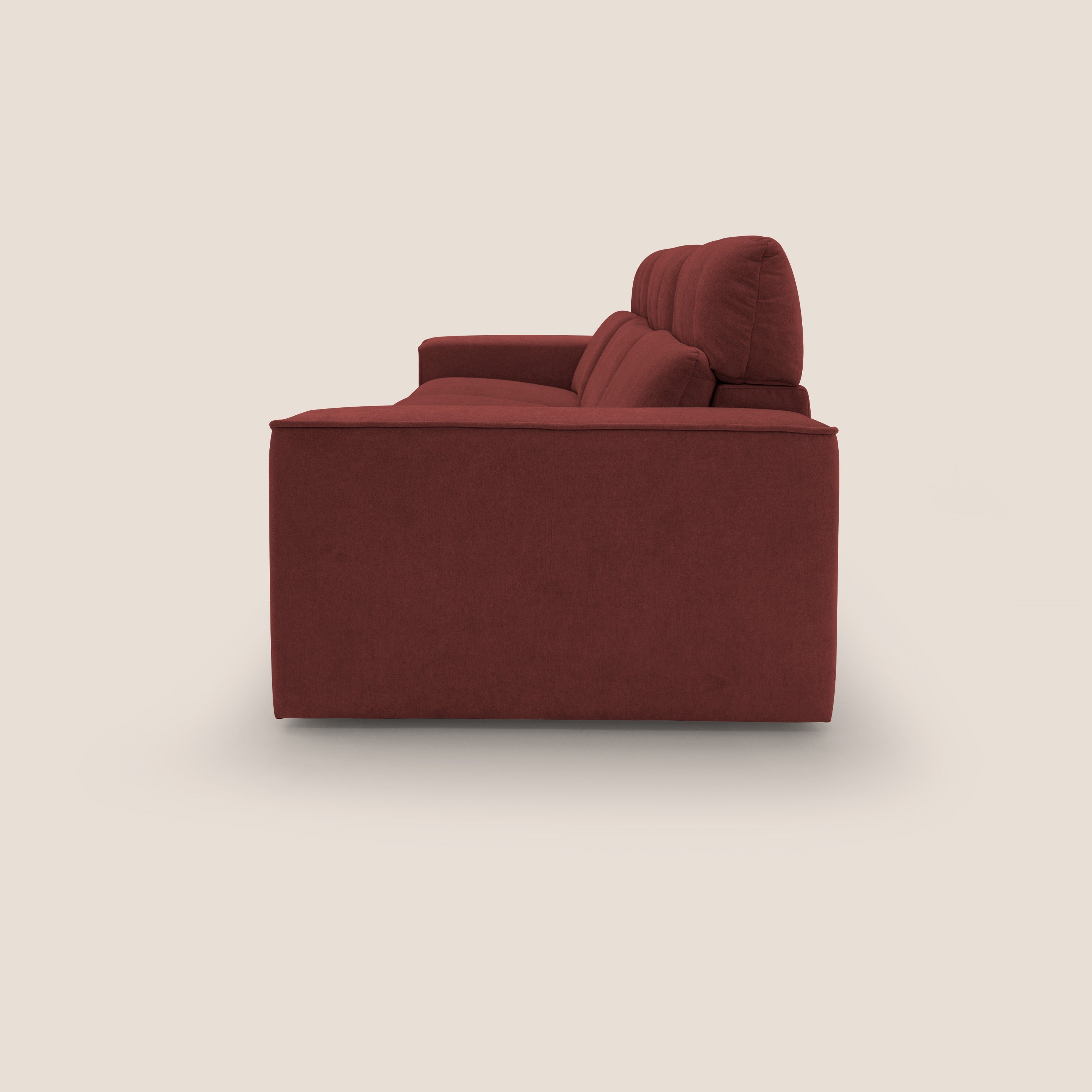 Clark Divano modulare 3 sedute con opzione relax elettrico in tessuto smacchiabile impermeabile T17 rosso - divani.store