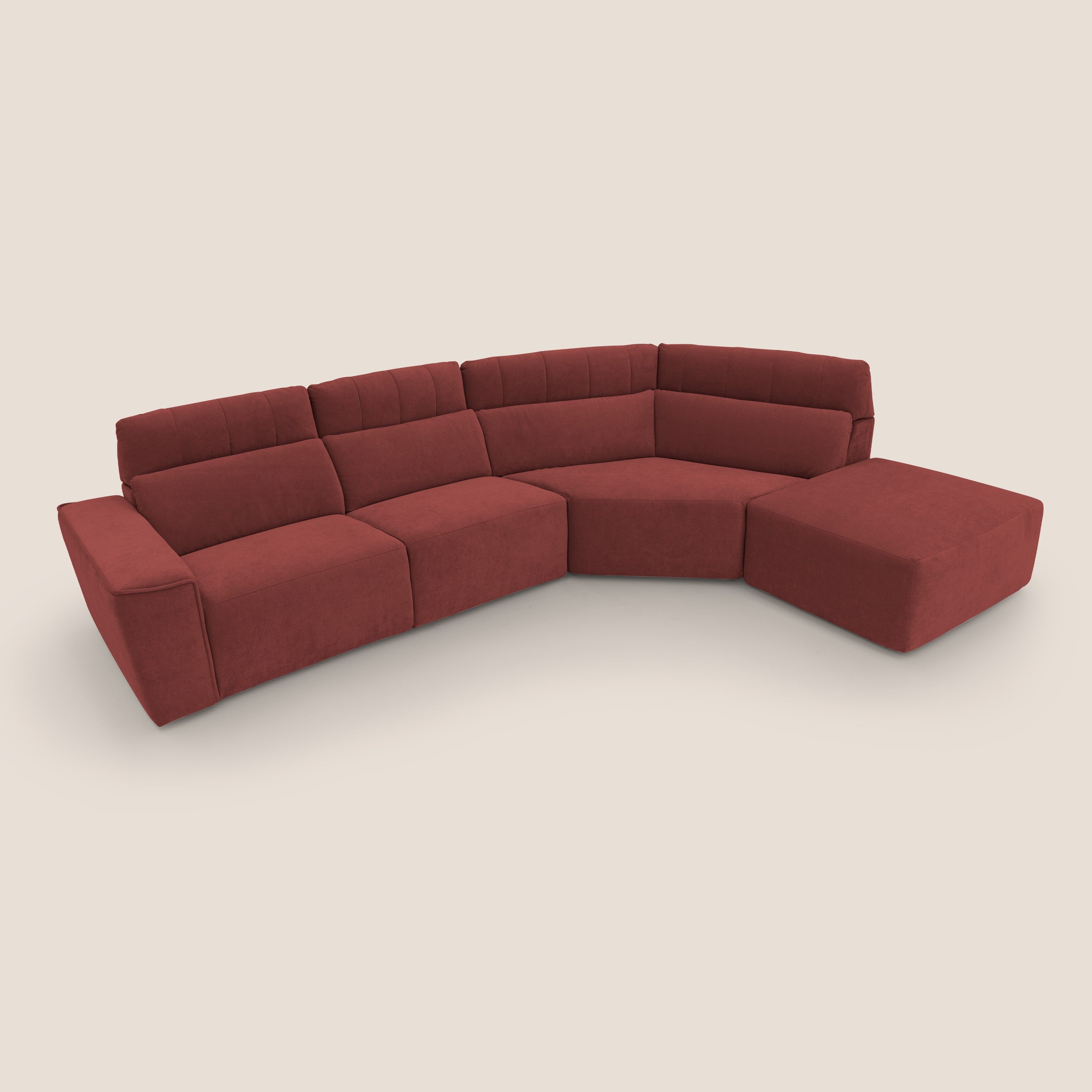 Clark Divano angolare con opzione relax elettrico in tessuto smacchiabile impermeabile T17 rosso - divani.store
