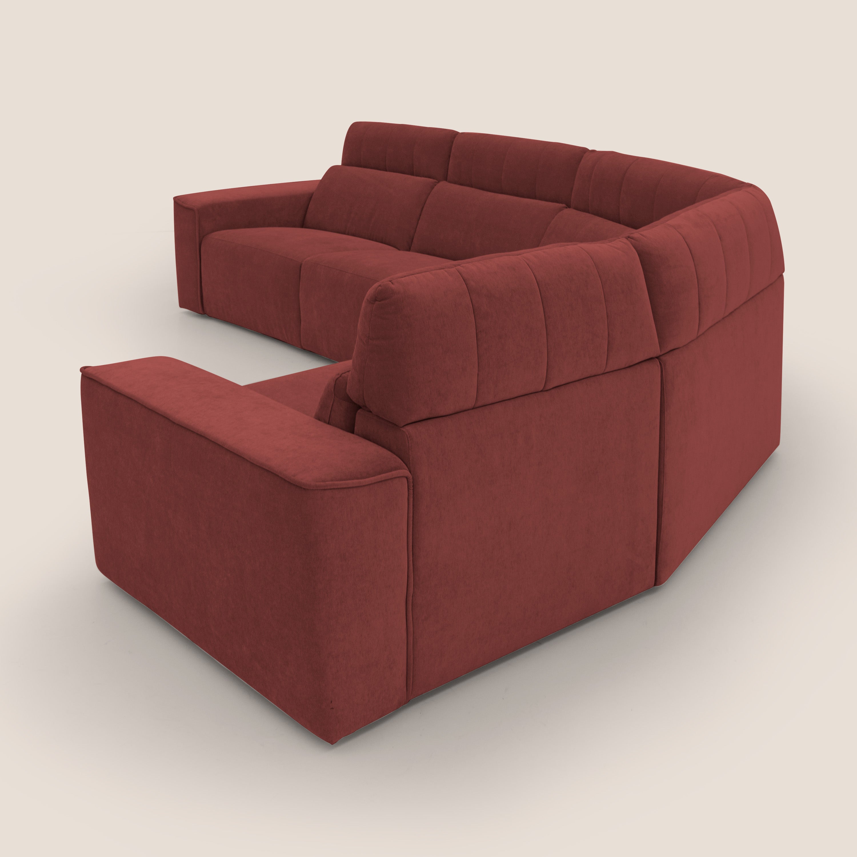 Clark Divano modulare angolare REVERSIBILE con opzione relax elettrico in tessuto smacchiabile impermeabile T17 rosso - divani.store