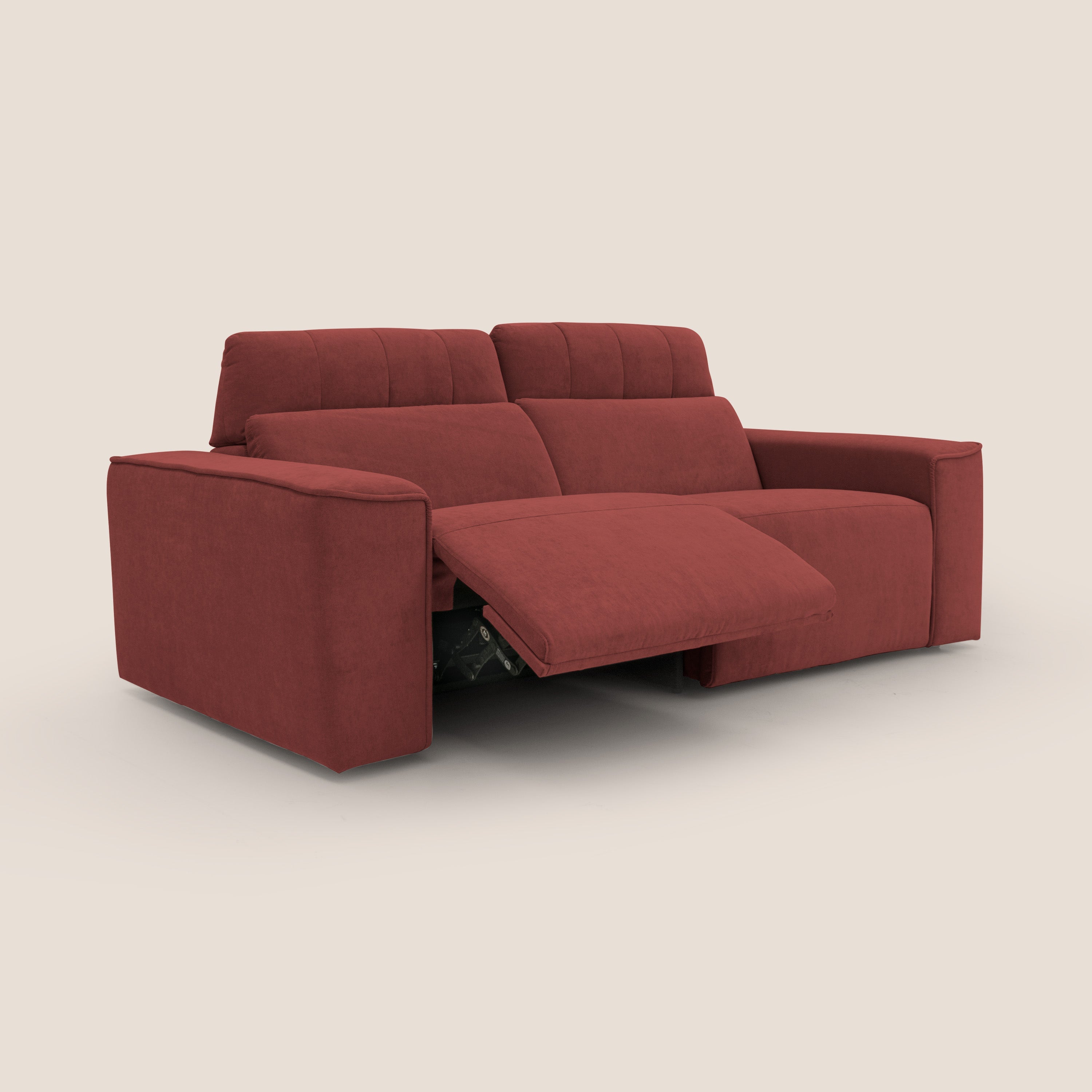 Clark Divano modulare con opzione relax elettrico in tessuto smacchiabile impermeabile T17 rosso - divani.store