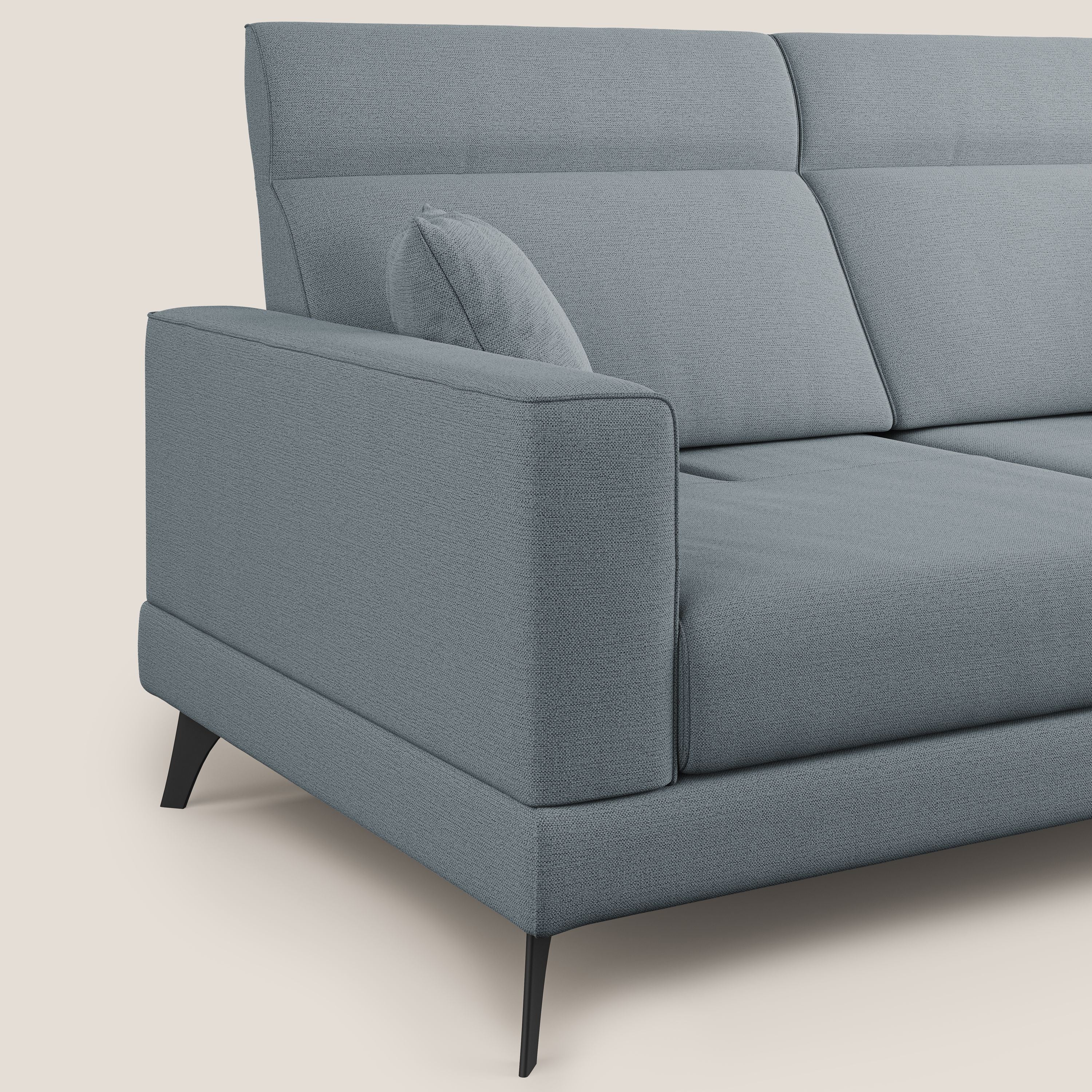 Slide Divano con schienali traslanti e poggiatesta in tessuto simil cotone impermeabile T19 carta da zucchero - divani.store