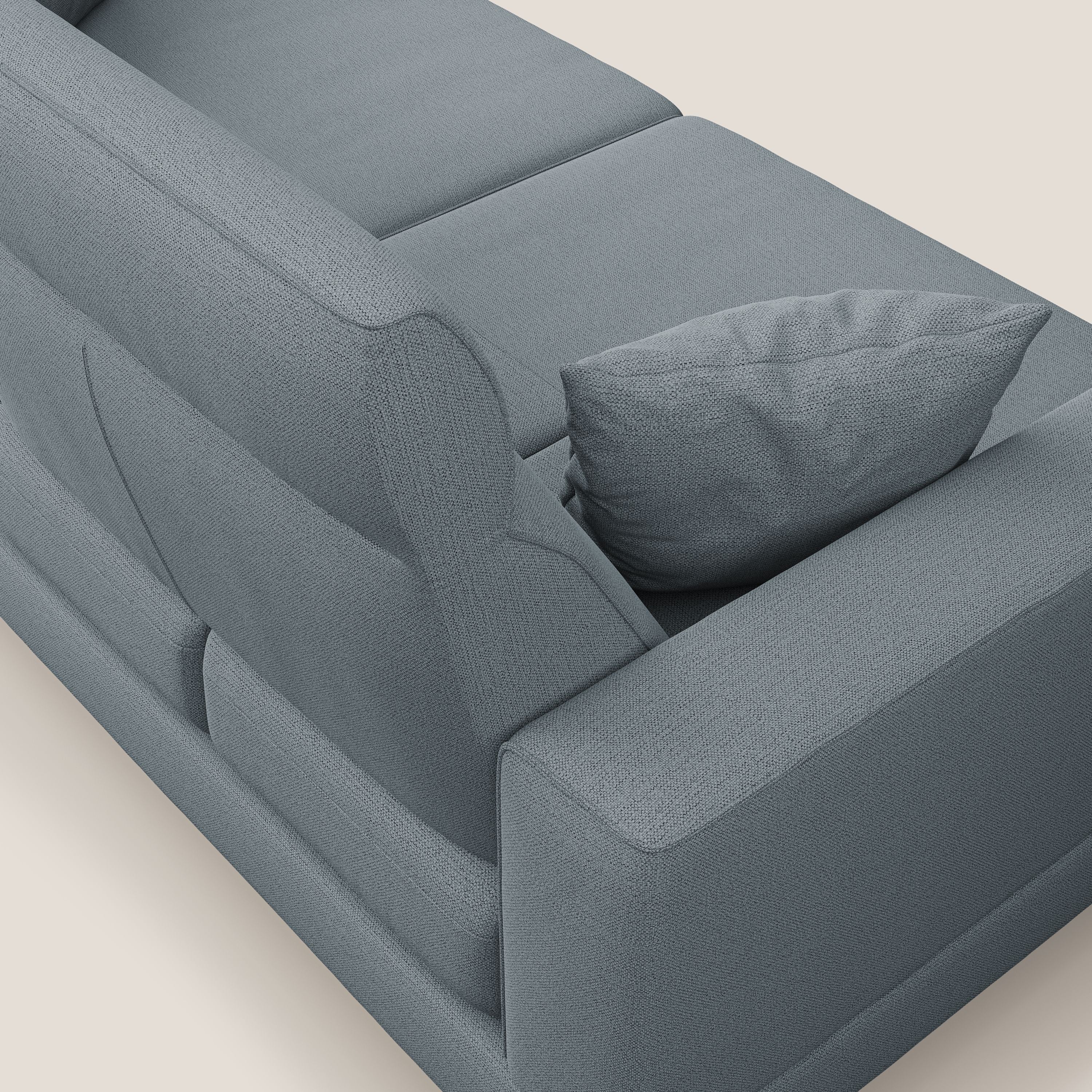 Slide Divano con schienali traslanti e poggiatesta in tessuto simil cotone impermeabile T19 carta da zucchero - divani.store