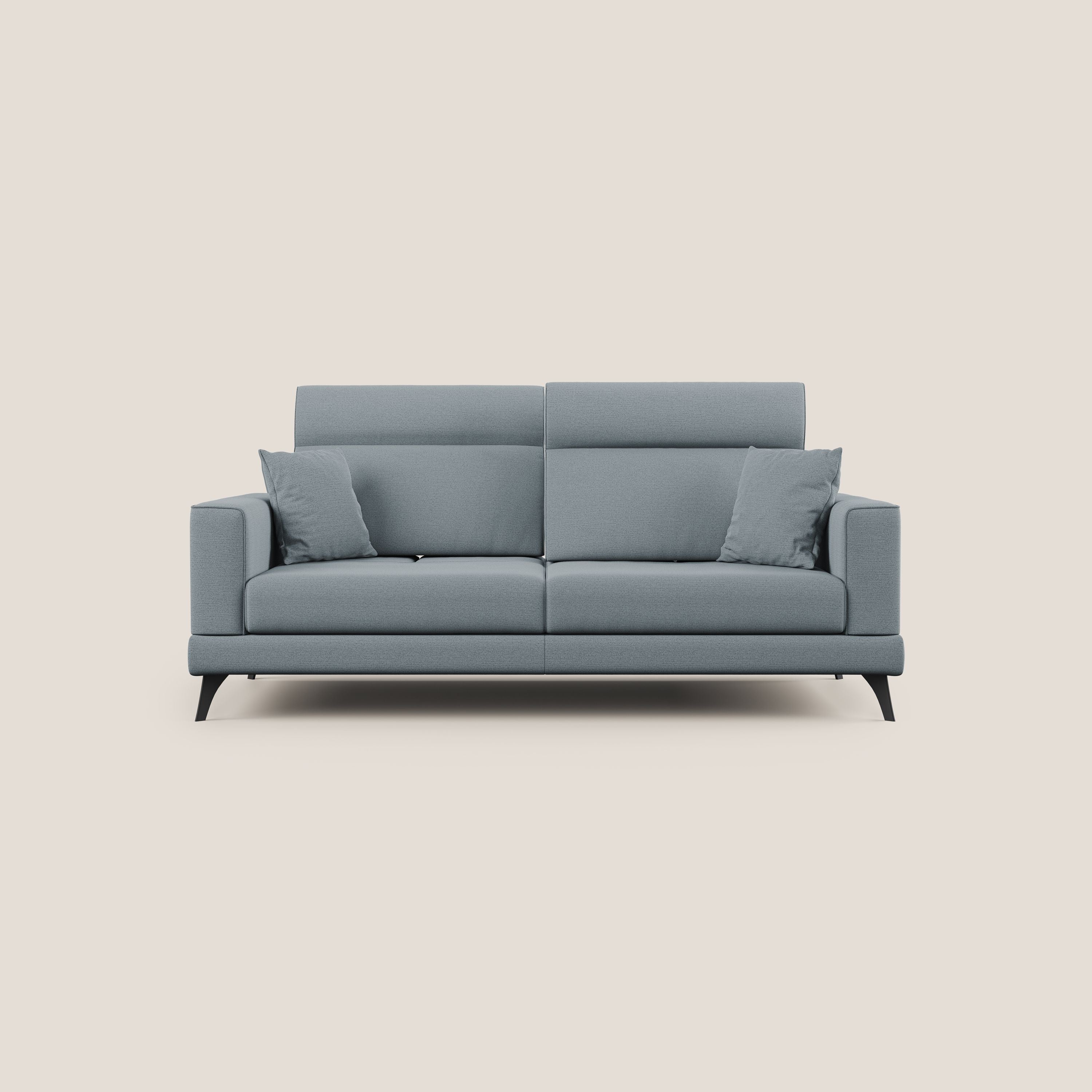 Slide Divano con schienali traslanti e poggiatesta in tessuto simil cotone impermeabile T19 carta da zucchero - divani.store