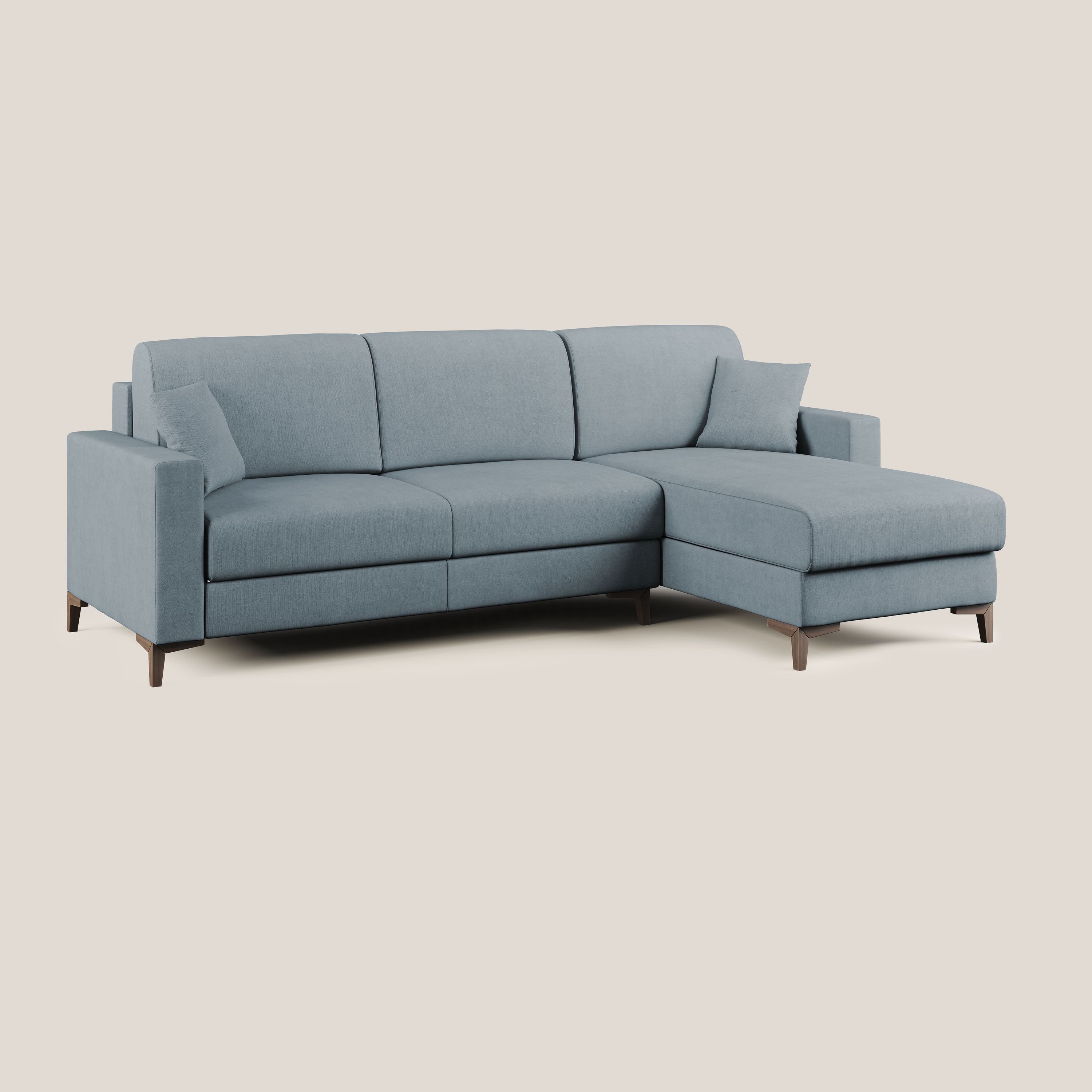 Kafka divano letto angolare in morbido tessuto impermeabile T02 carta da zucchero - divani.store