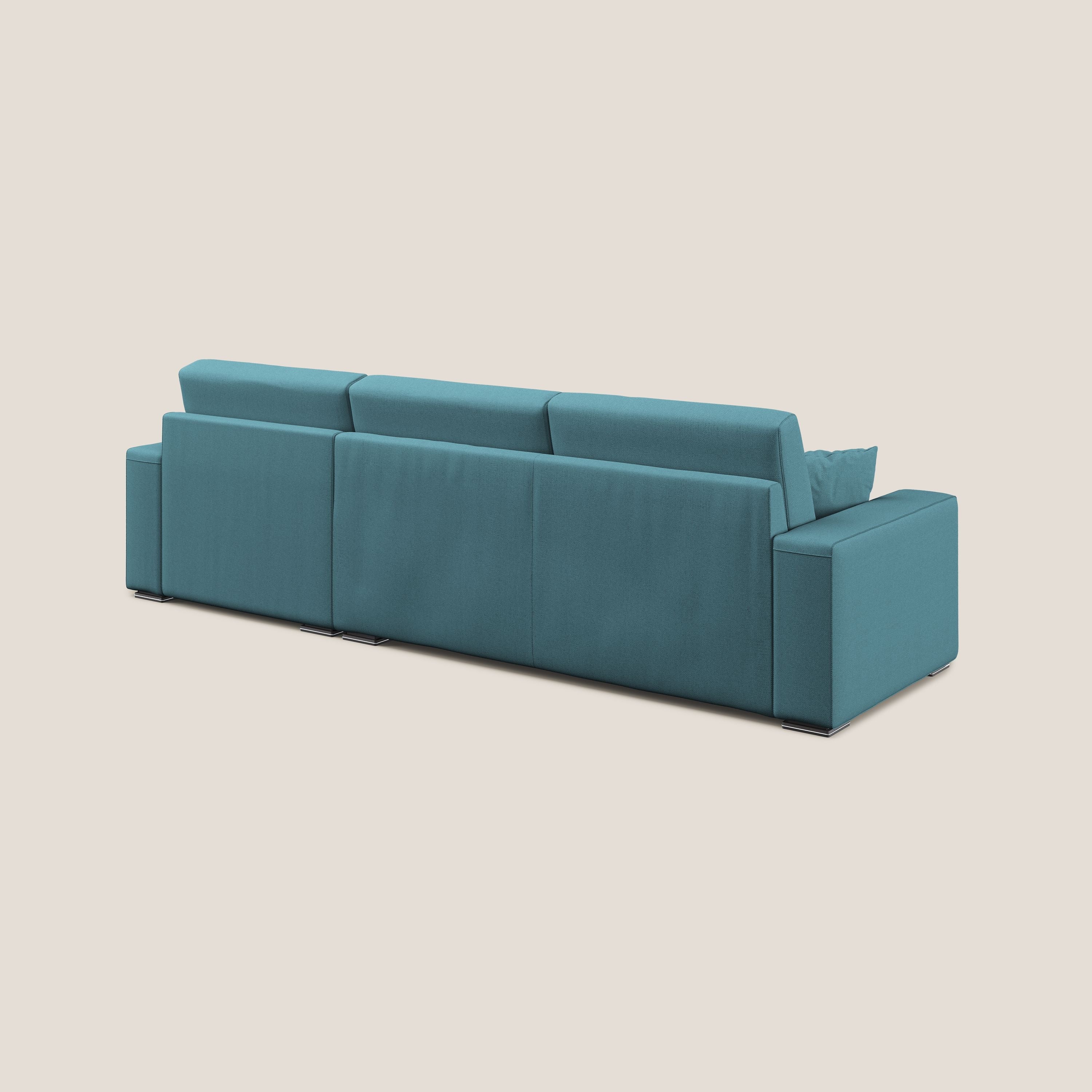 Marte divano angolare in tessuto smacchiabile impermeabile T08 azzurro - divani.store