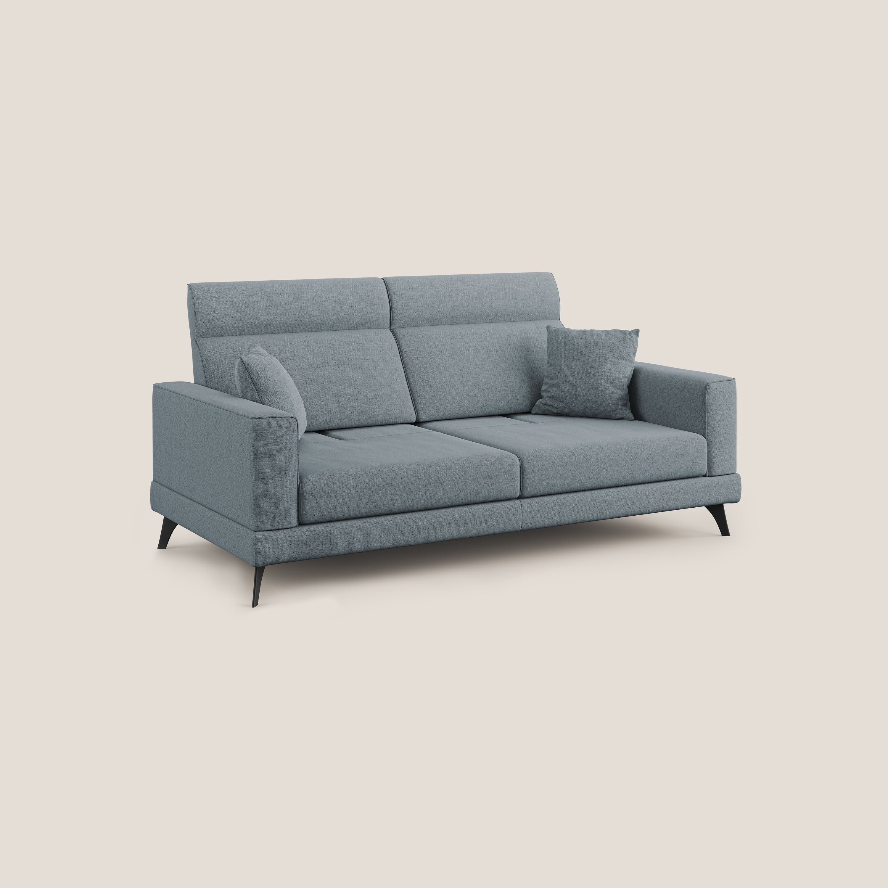 Slide Divano con schienali traslanti e poggiatesta in tessuto simil cotone impermeabile T19 carta da zucchero - divani.store