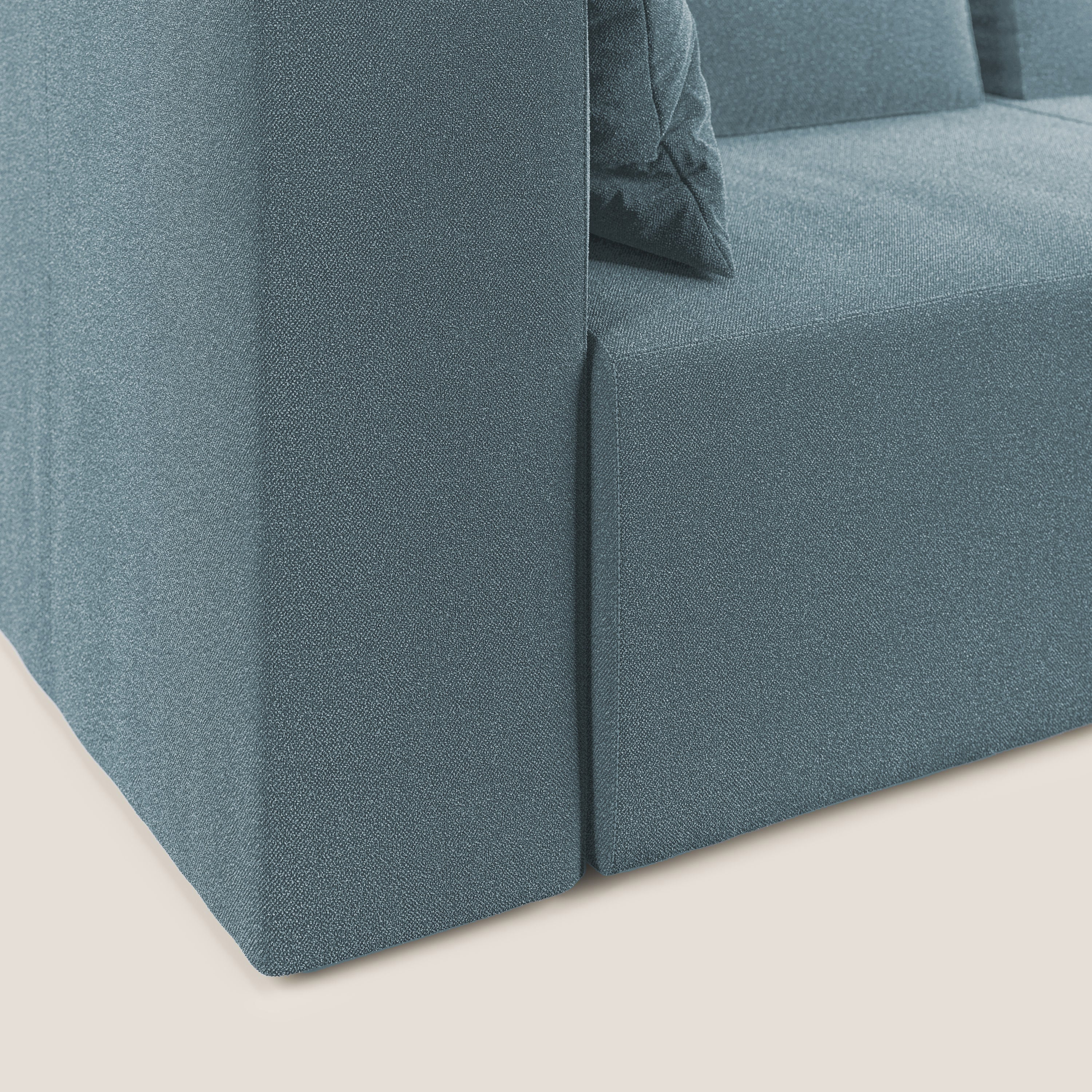 Nettuno divano angolare componibile in morbido tessuto bouclè T07 carta da zucchero - divani.store