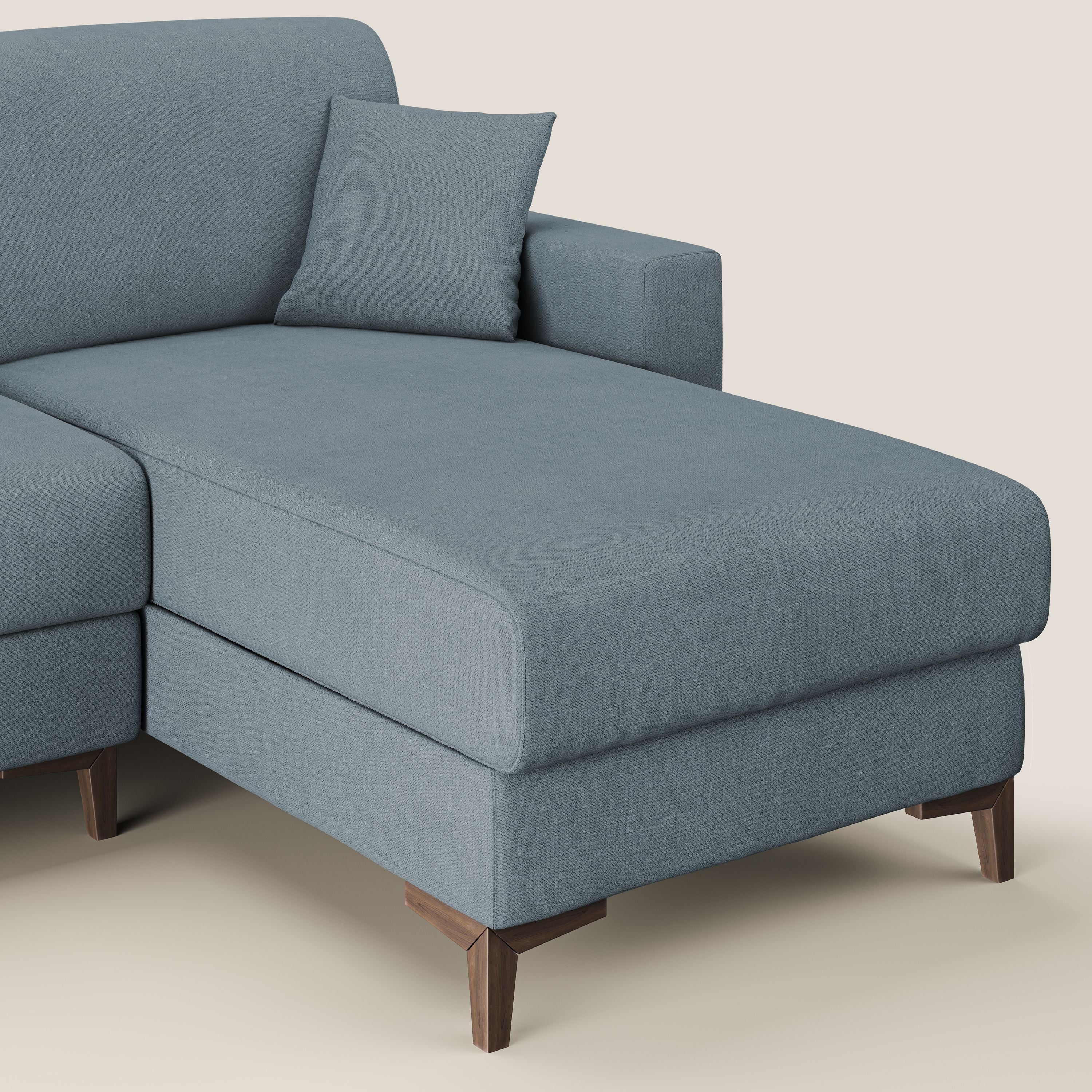 Kafka divano letto angolare in morbido tessuto impermeabile T02 carta da zucchero - divani.store