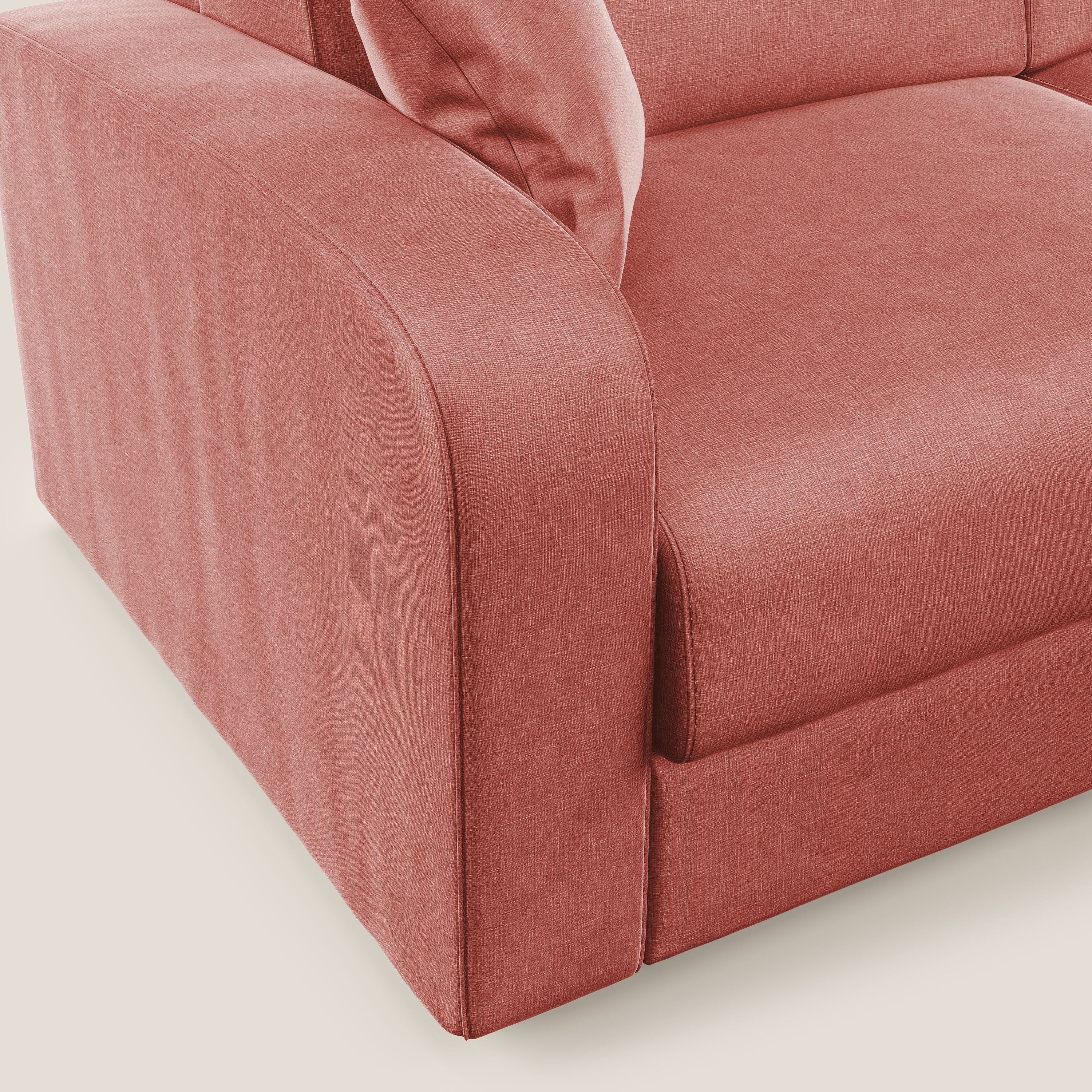 Lebron Divano letto angolare con penisola in velluto morbido T01 salmone - divani.store