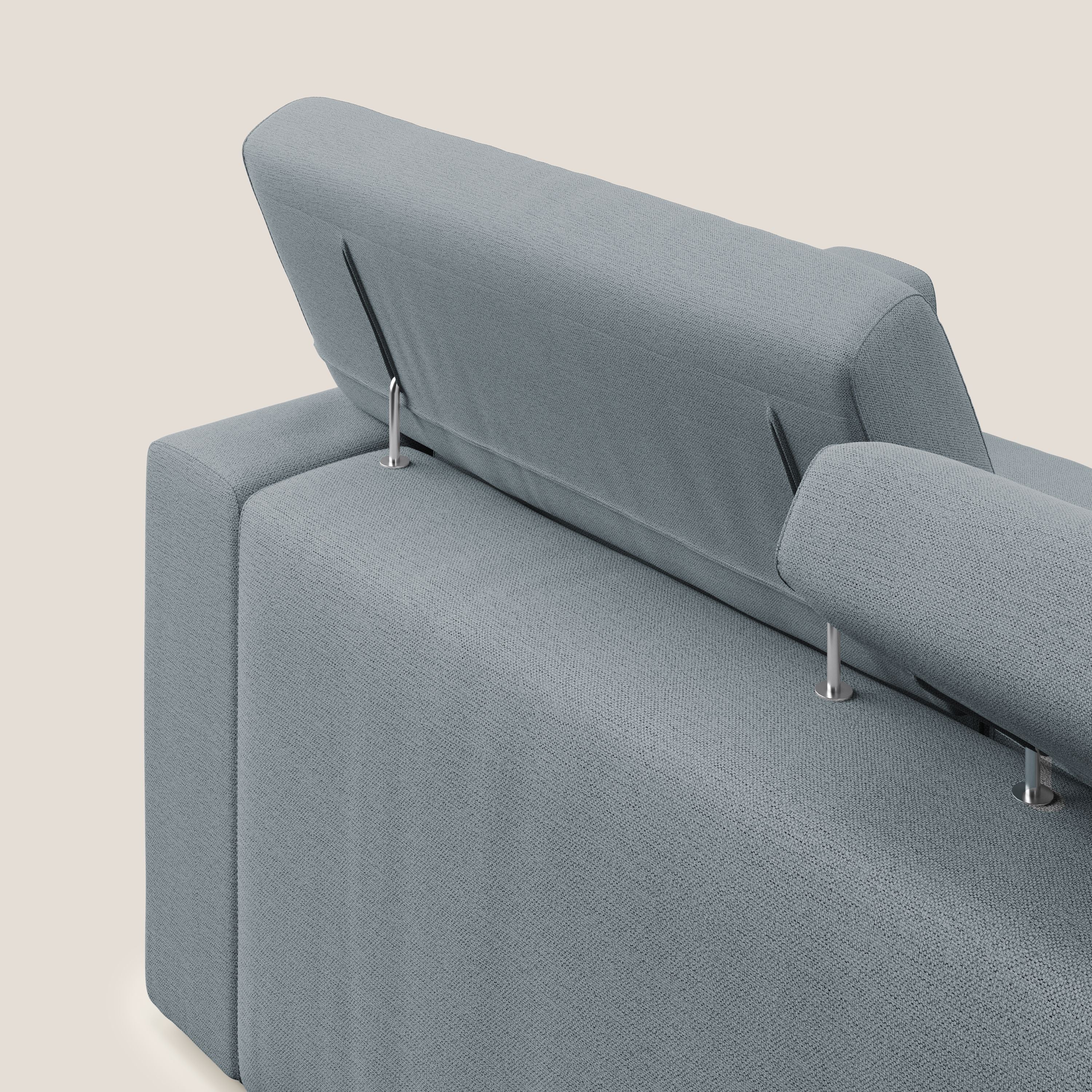 Dylan divano a 3 sedute con pouf estraibile poggiapiedi in tessuto fiammato simil cotone impermeabile T19 carta da zucchero - divani.store