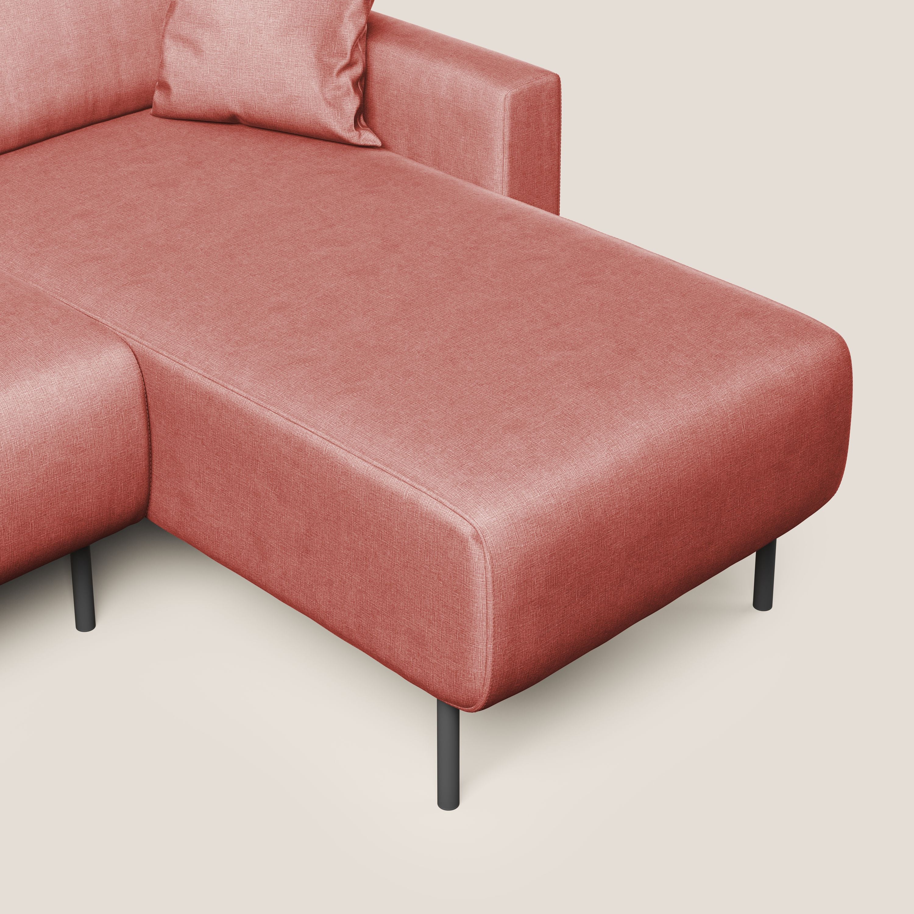 Arthur divano moderno angolare in velluto morbido impermeabile T01 salmone - divani.store