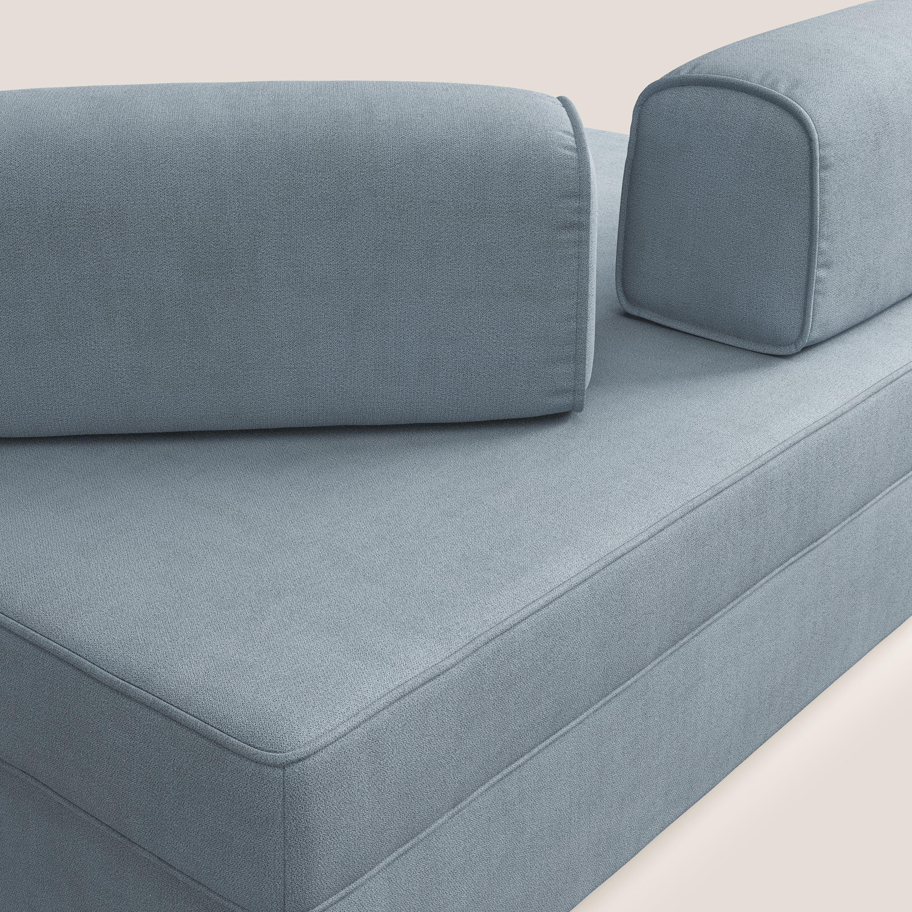 Liberty divano con pouf estraibile e schienali movibili in tessuto morbido impermeabile T02 carta da zucchero - divani.store