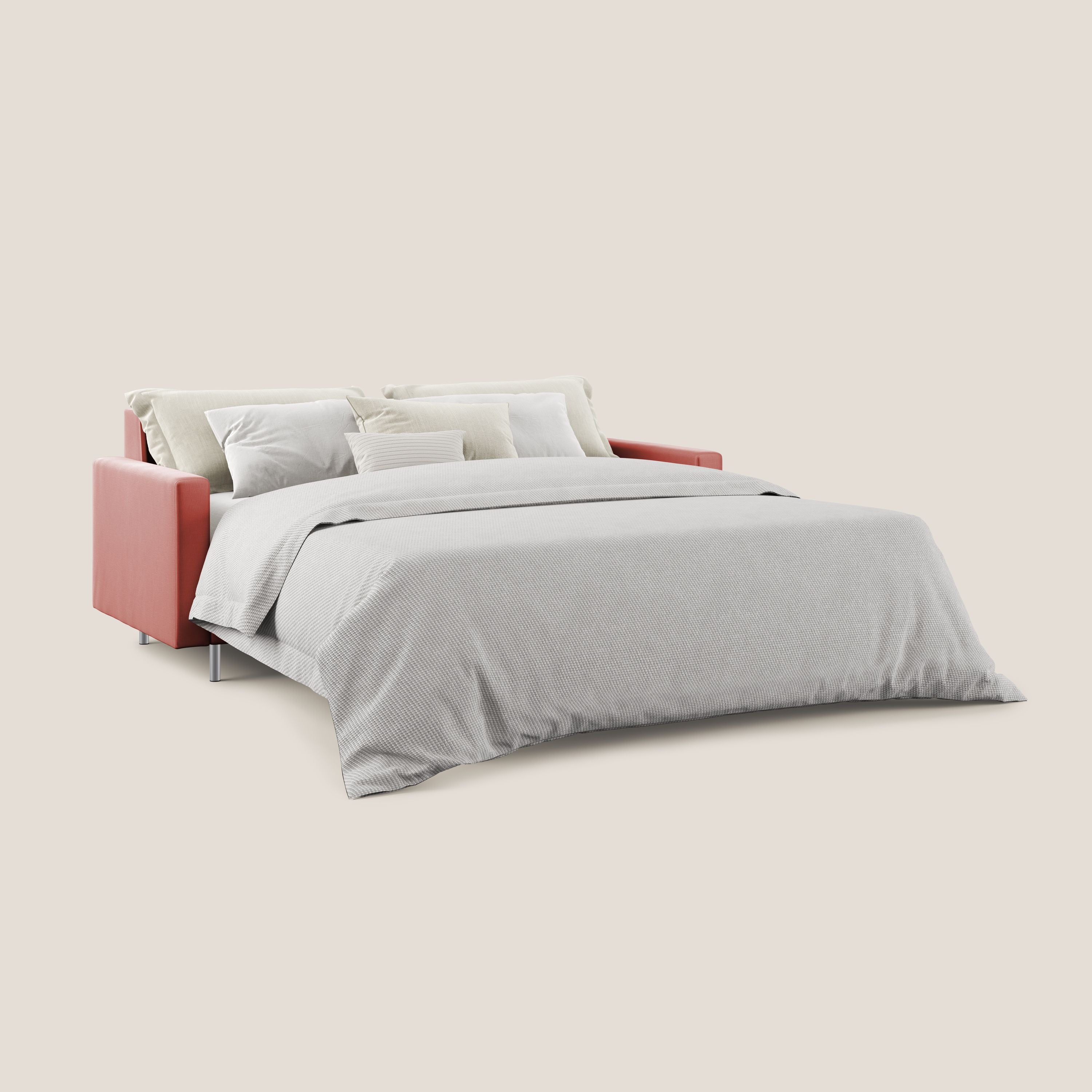 Andromeda divano letto matrimoniale in velluto morbido impermeabile T01 salmone - divani.store