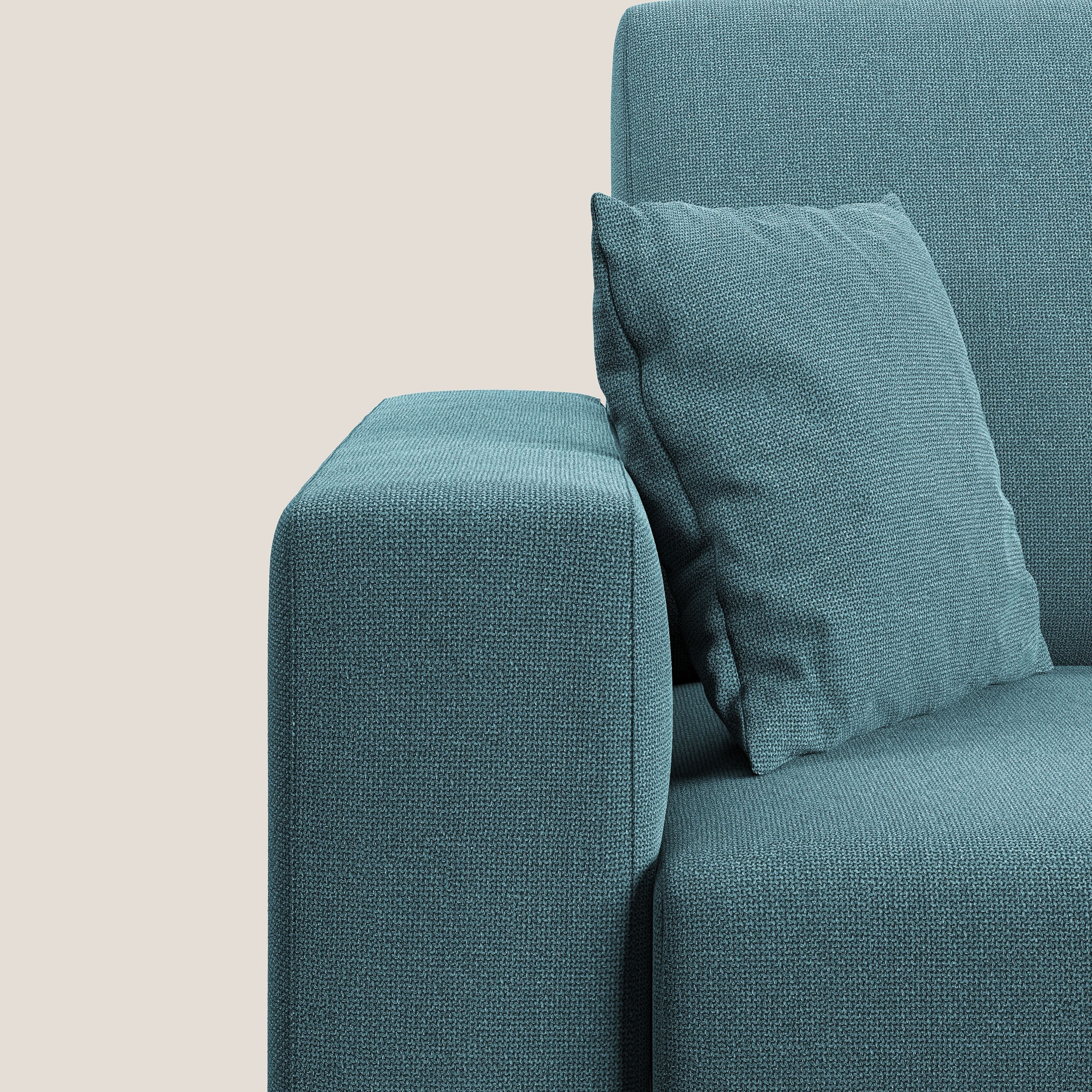 Marte divano angolare in tessuto smacchiabile impermeabile T08 azzurro - divani.store