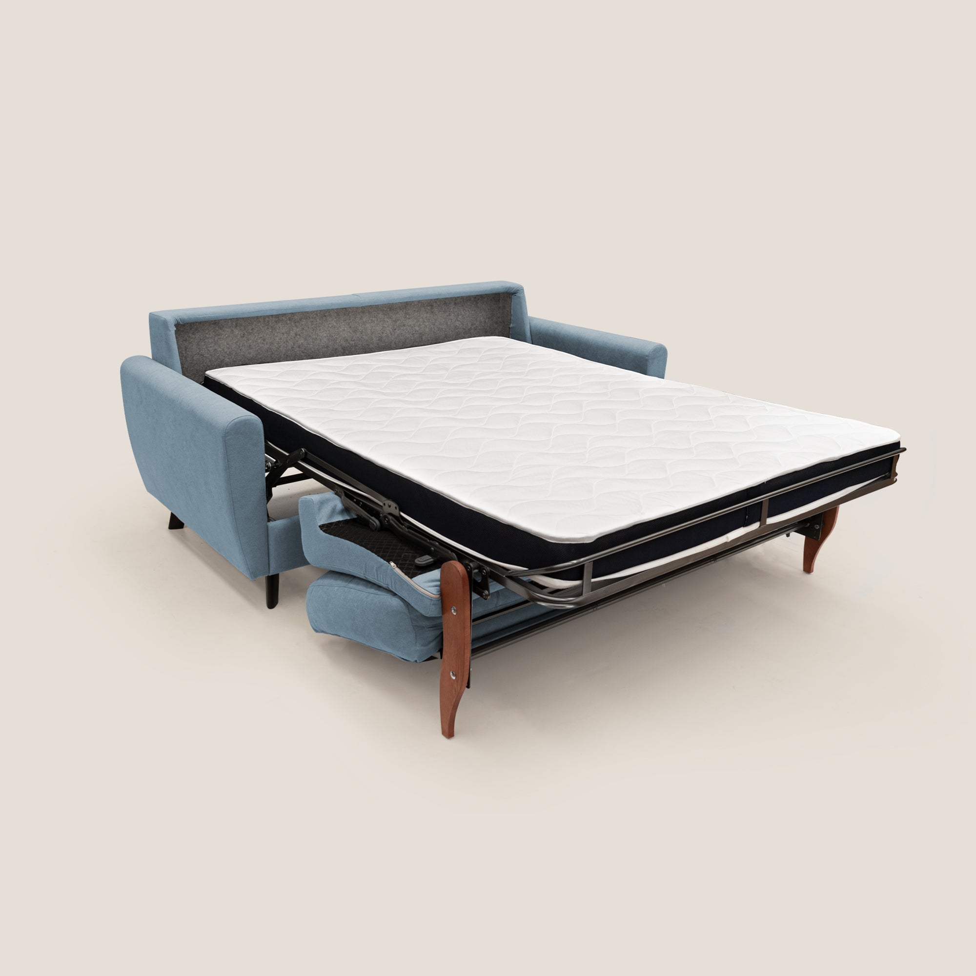 Callisto Divano letto matrimoniale in tessuto morbido impermeabile T02 carta da zucchero - divani.store