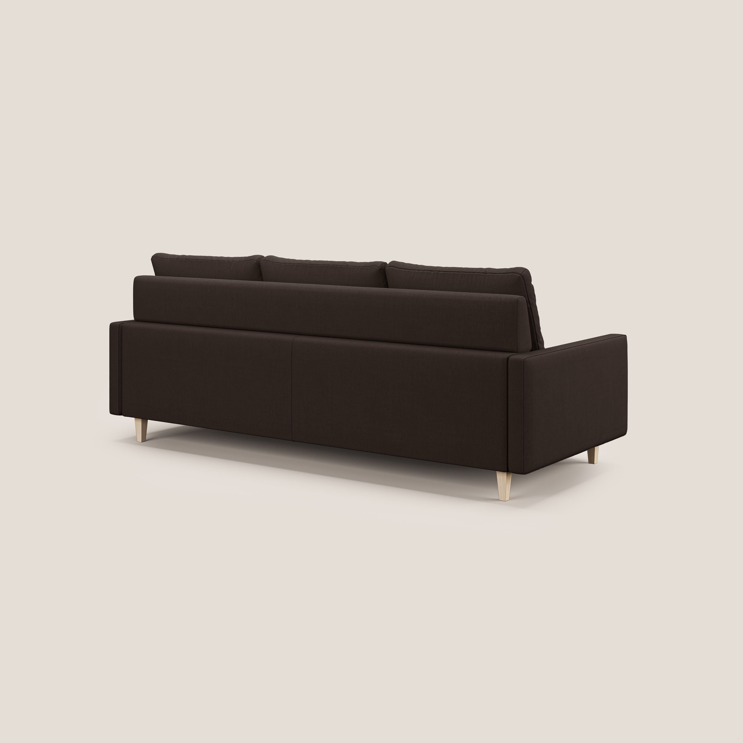 Matisse divano a 3 sedute allungabili e schienali in piuma d'oca in tessuto smacchiabile T17 marrone - divani.store