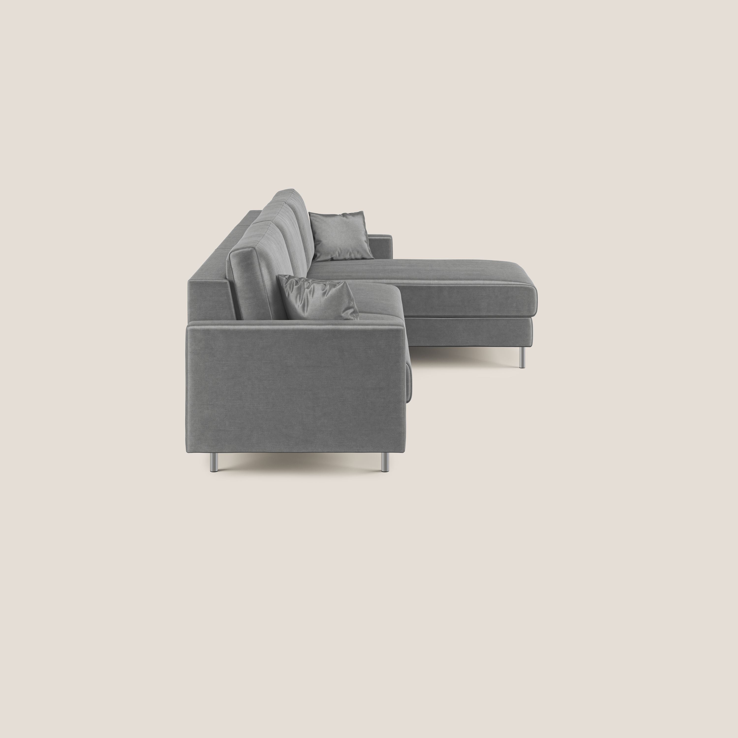 Andromeda divano letto angolare in velluto morbido impermeabile T01 grigio - divani.store