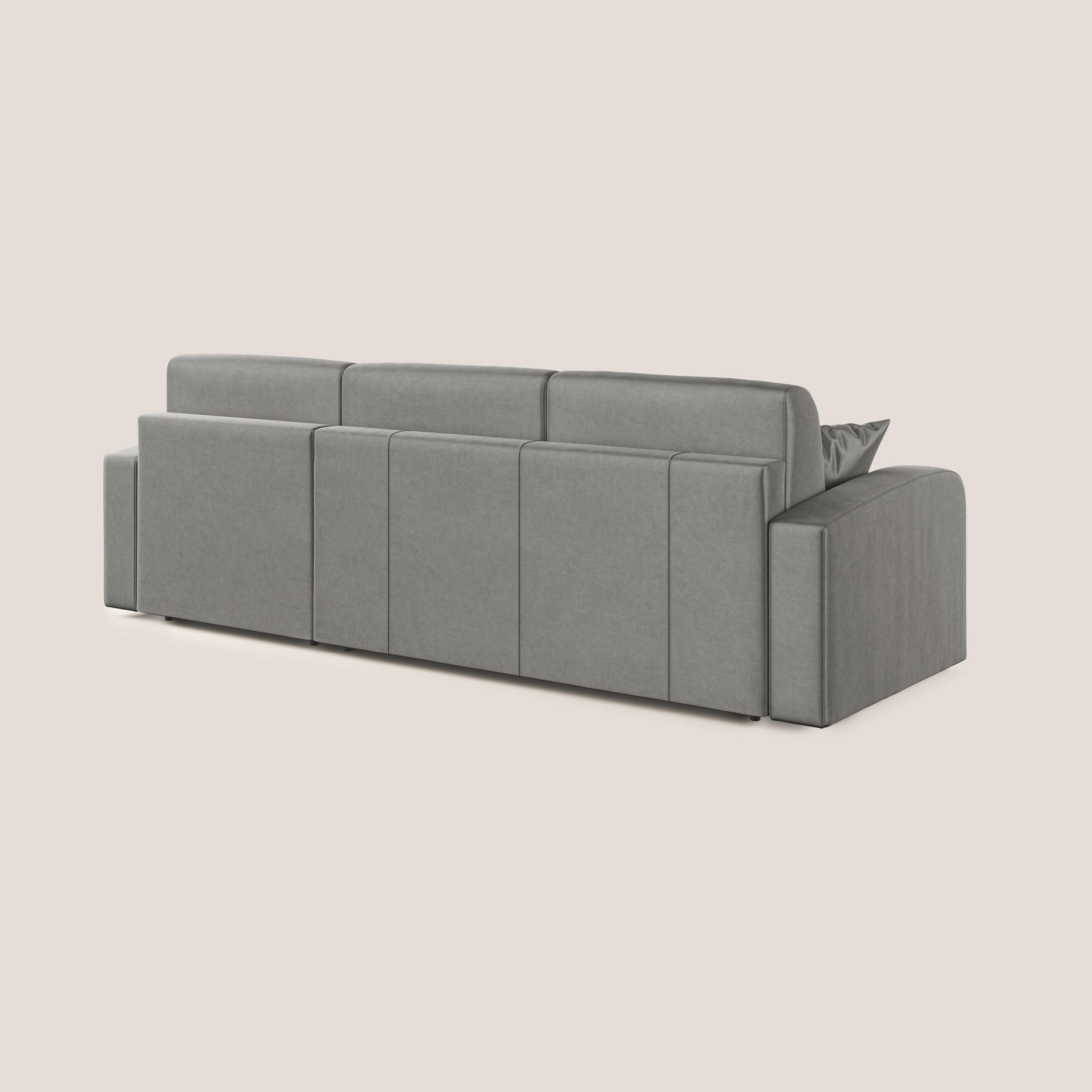 Lebron Divano letto angolare con penisola in velluto morbido T01 grigio - divani.store