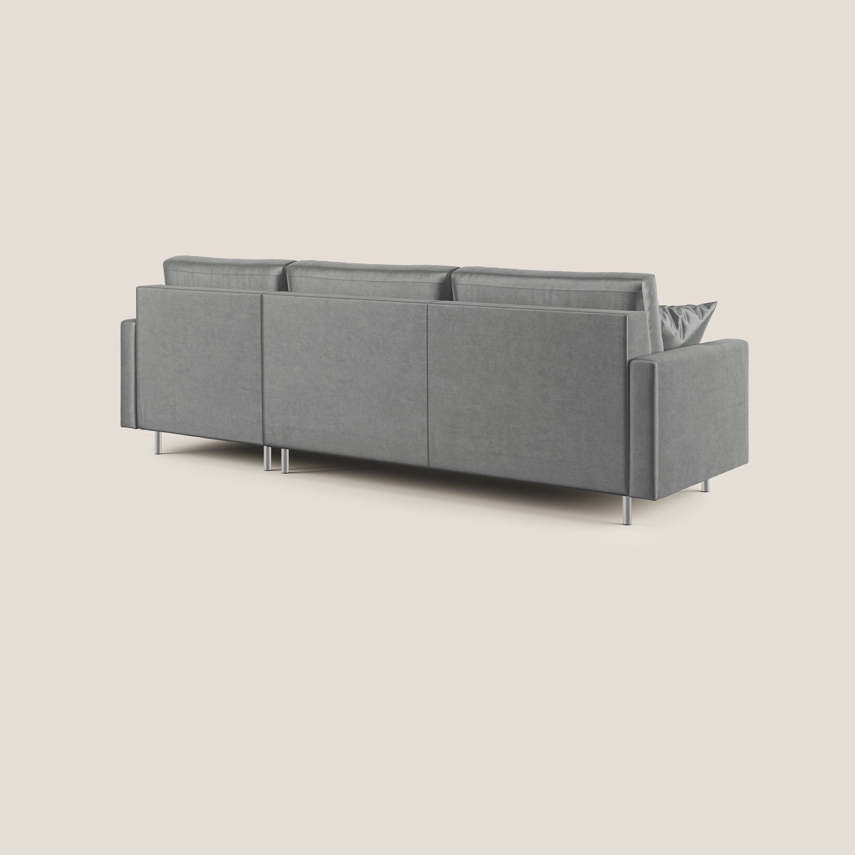Andromeda divano letto angolare in velluto morbido impermeabile T01 grigio - divani.store